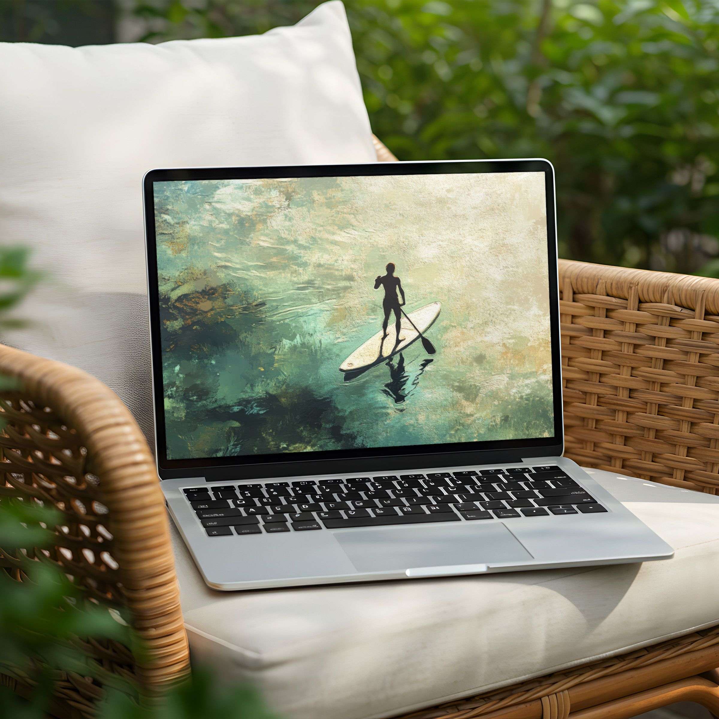 Inspirational desktop background for PC or Laptop with a serene paddleboard scene, available for instant download to enhance mindfulness