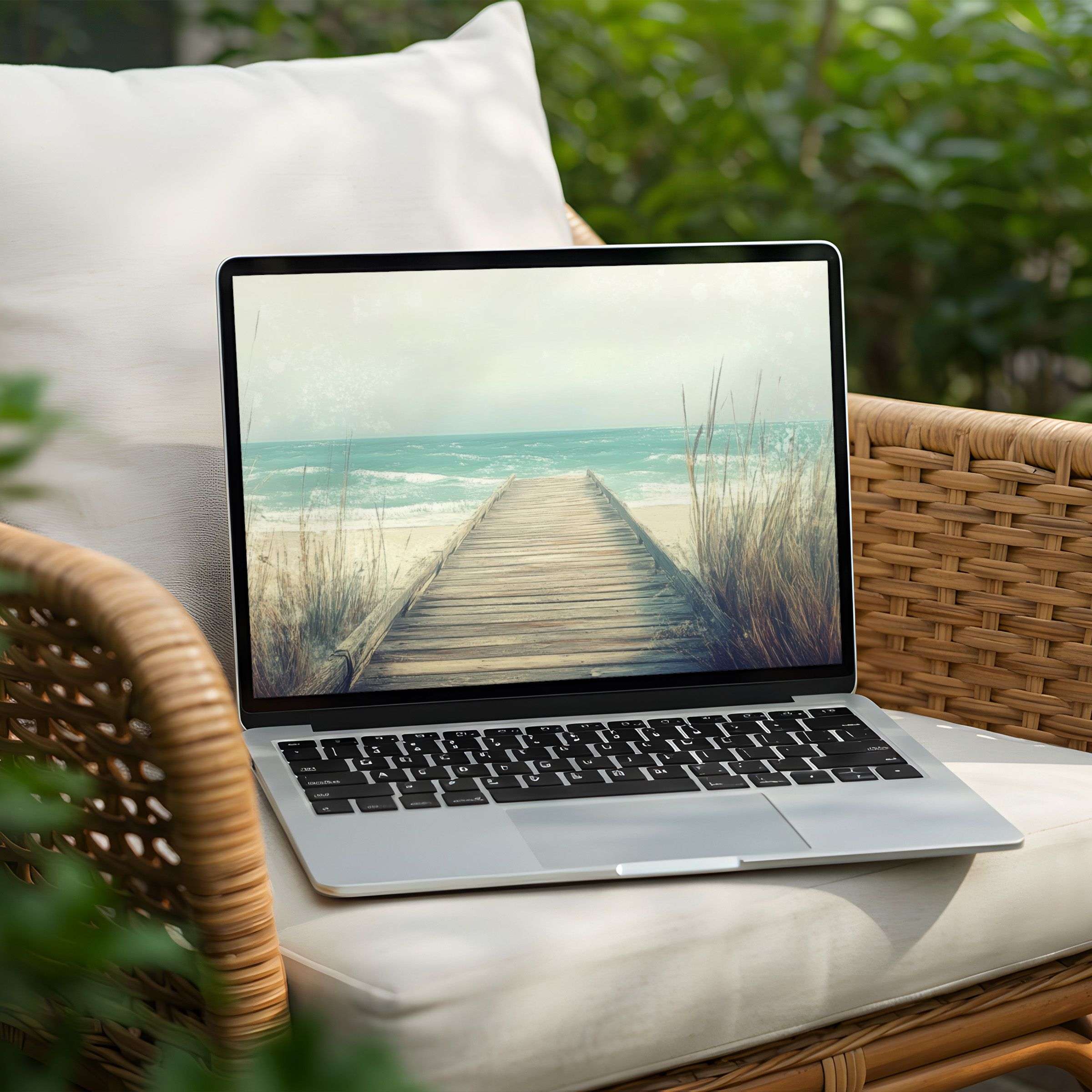 Serene beach path desktop background on PC or Laptop for instant download brings calm and inspiration to your digital space