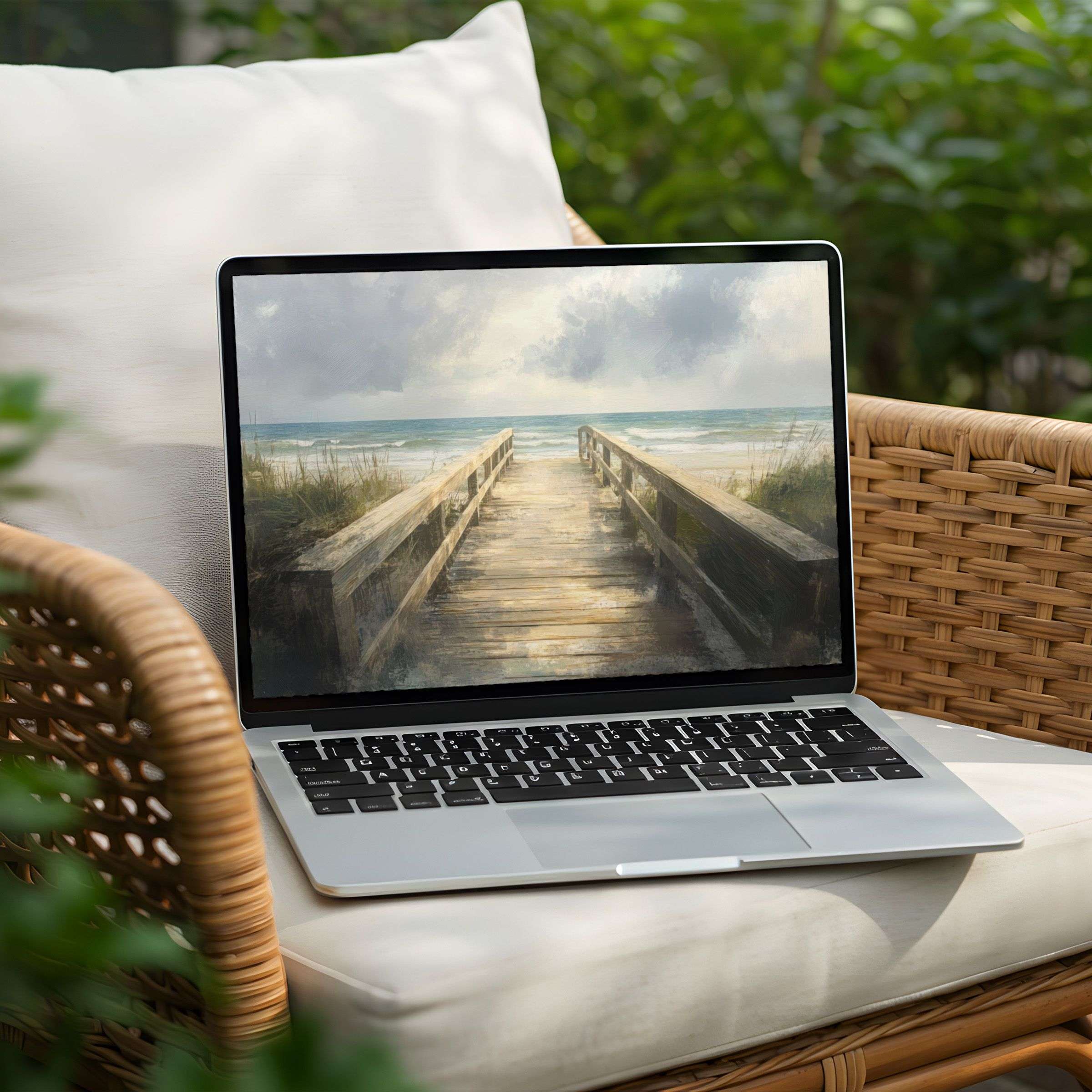 Download an inspiring beach boardwalk desktop background for PC or Laptop instantly, embodying calm elegance and mindfulness