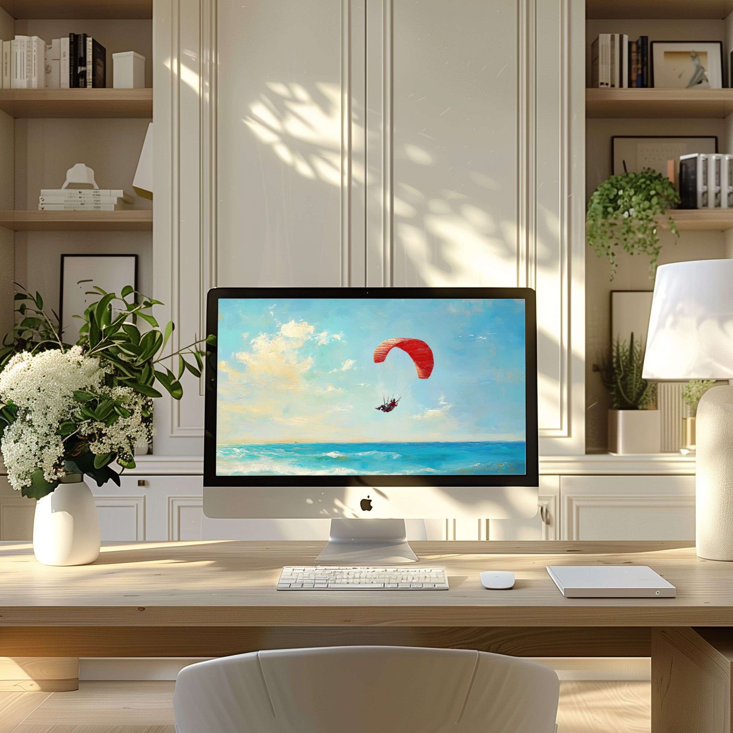 Elegant wallpaper for computer, PC, and laptop showcasing a serene ocean scene enhancing calm and inspiration in modern home offices