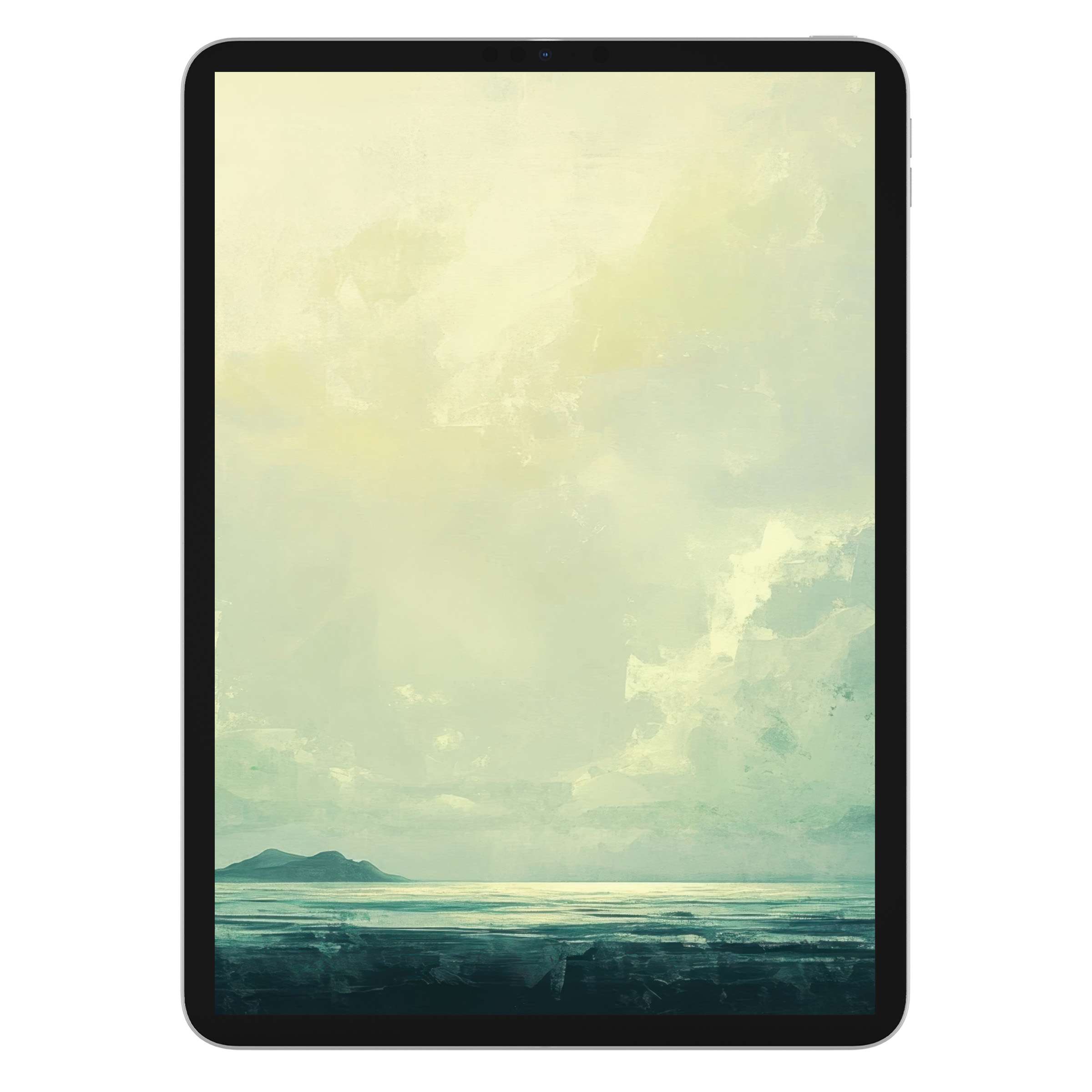 Serene abstract beach iPad wallpaper for tablet background in calming tones, offering a digital download for artistic inspiration