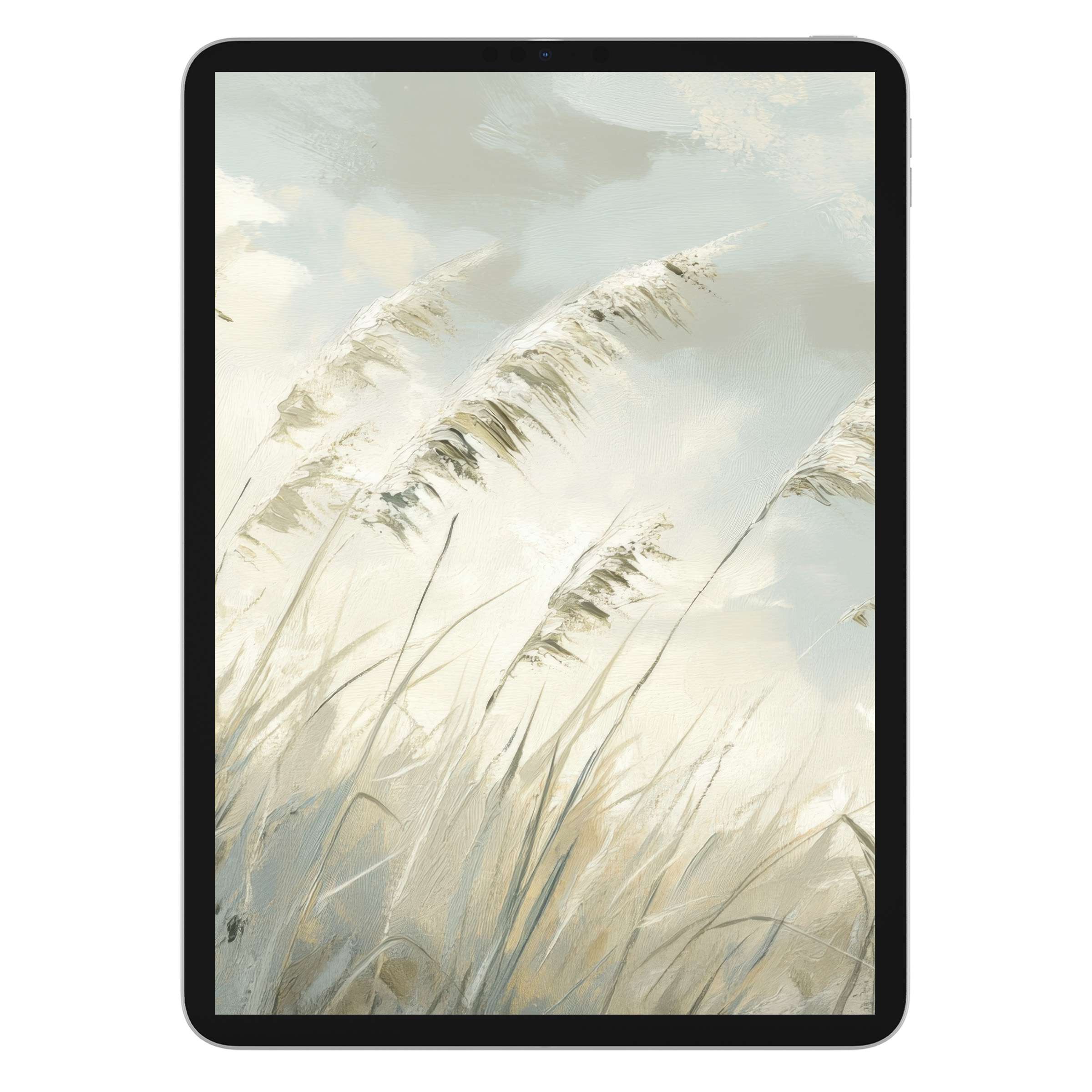 Beach iPad wallpaper showcasing serene brushstrokes of gentle seagrass and sky perfect for a tablet background digital download
