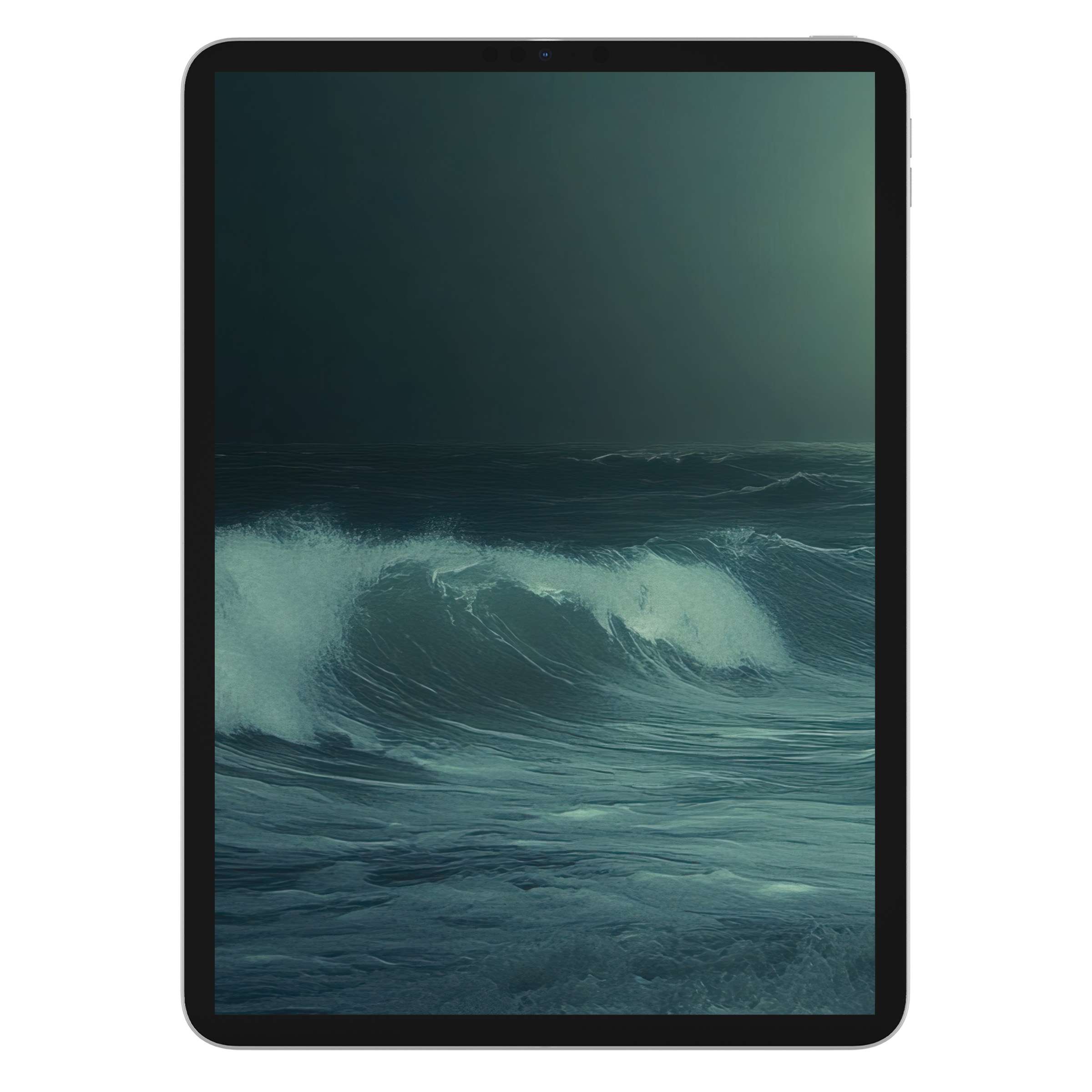 Serene beach iPad wallpaper showcasing calm waves and deep teal hues, perfect for a digital download background on any tablet