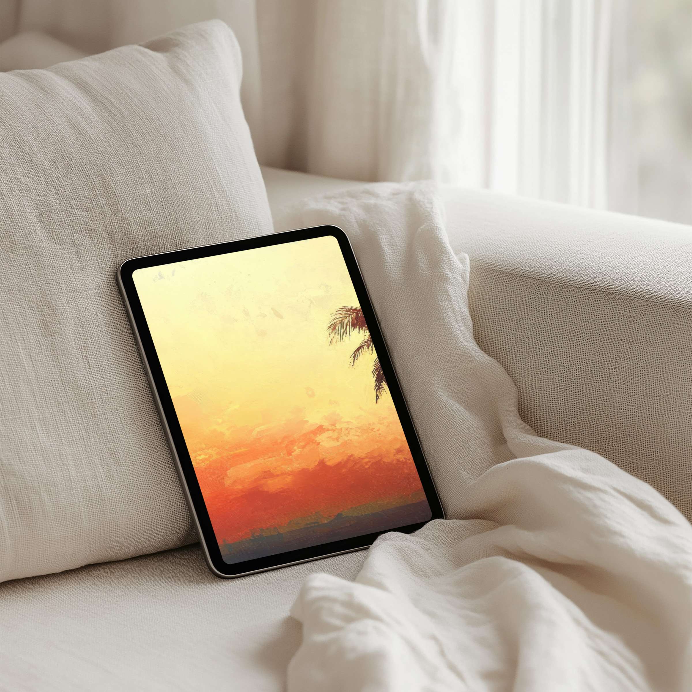 Elegant sunset iPad background with warm tones evokes calm and inspiration ideal for tablet instant download and mindfulness