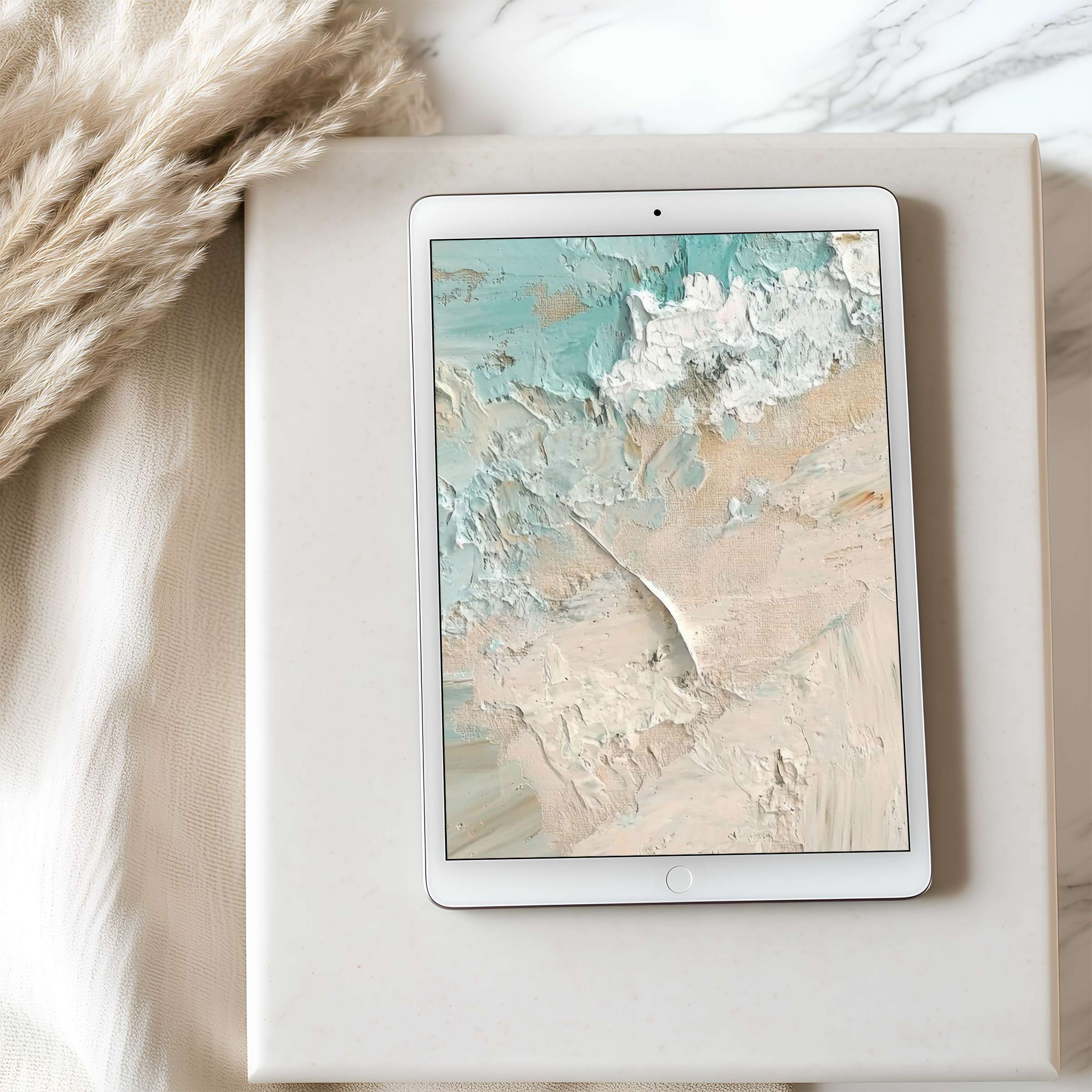 Elegant tablet wallpaper featuring serene pastel abstract textures evokes calmness, perfect for high-resolution iPad and Android tablets