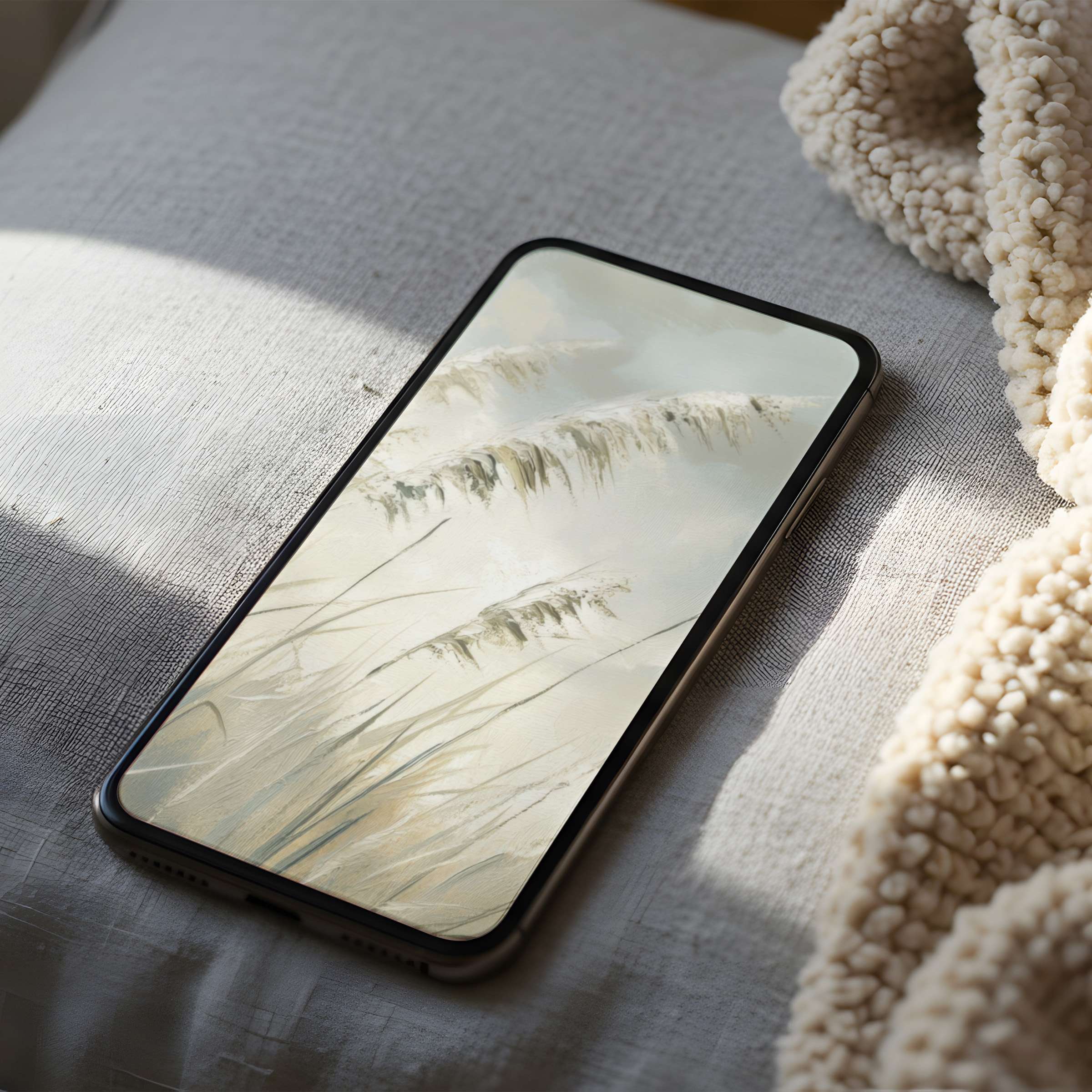 Elegant phone wallpaper featuring serene beige grasses in high resolution, perfect for iPhone and Android digital download lovers