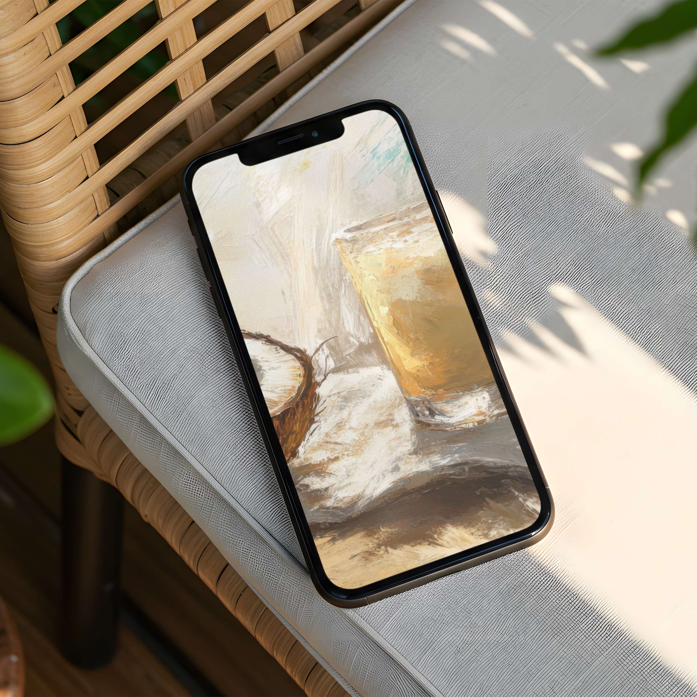 Calming iPhone background showcasing a serene artful scene in warm hues perfect for phone elegance and instant download appeal