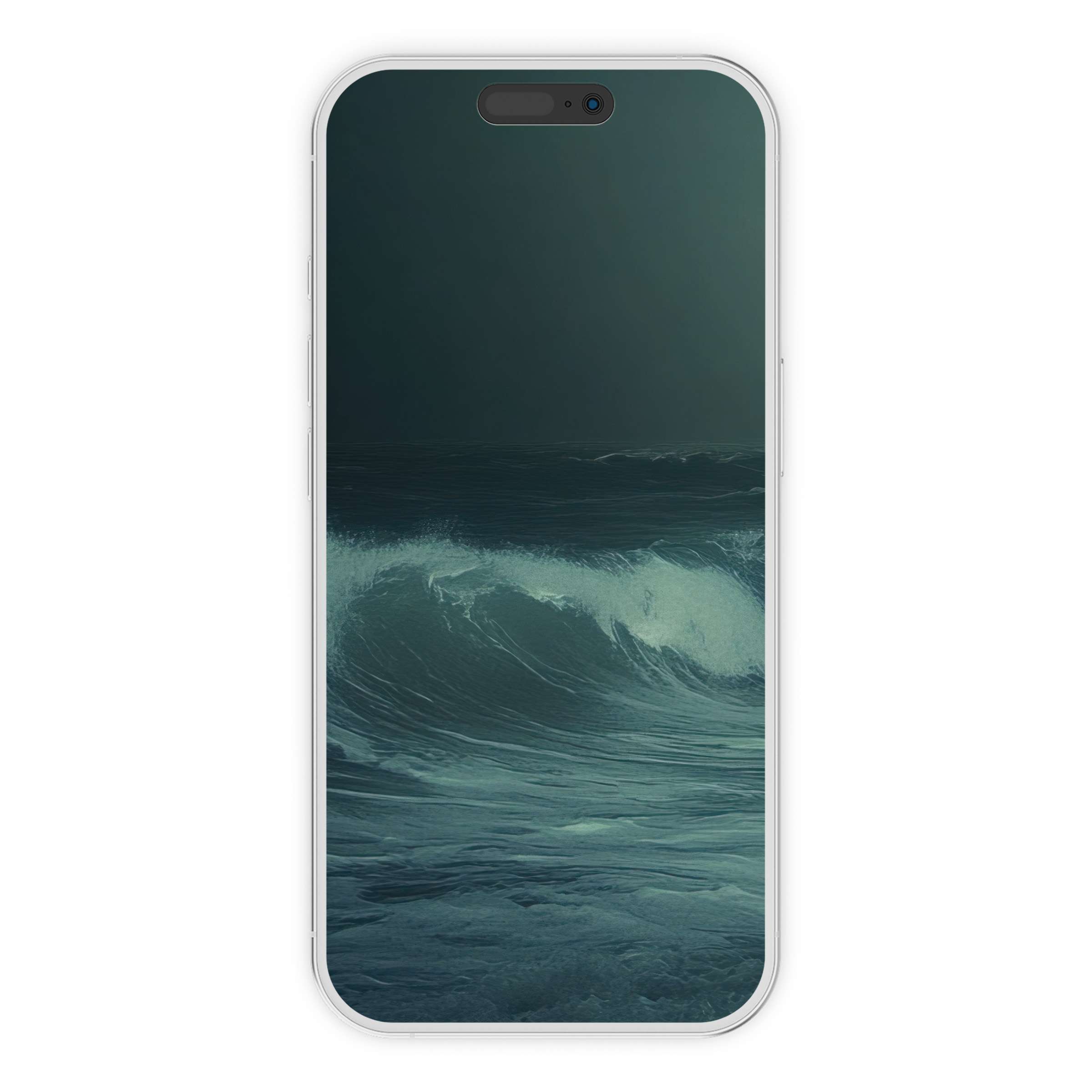 Serene beach iPhone wallpaper featuring dramatic waves under a moody sky offers an elegant phone background perfect for digital download enthusiasts