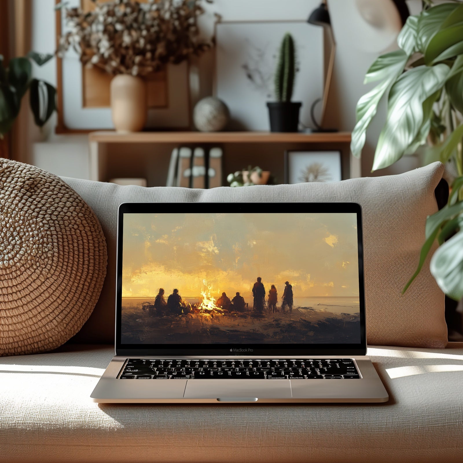 Beach Desktop Wallpaper in Modern Living Room