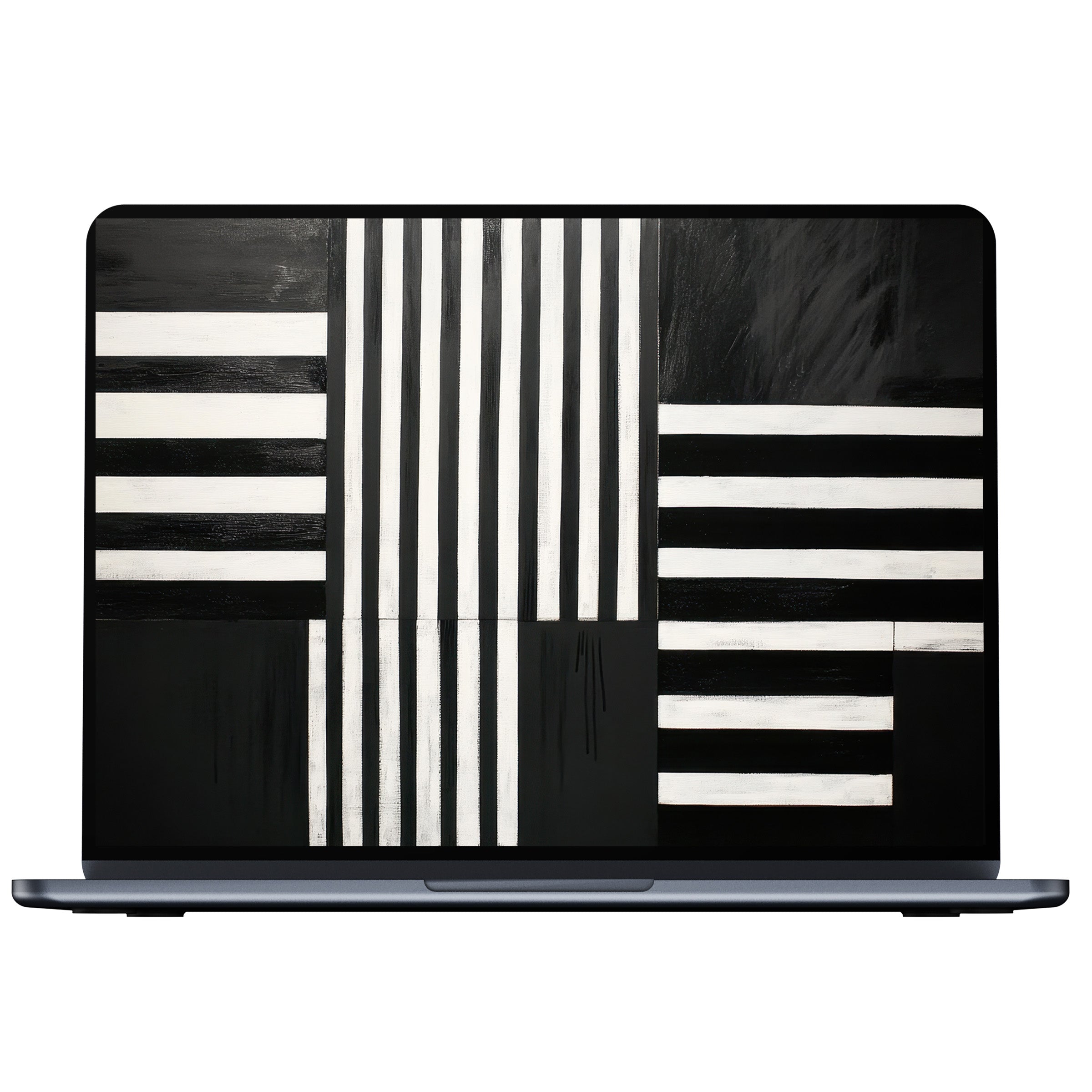 Elegant black and white desktop wallpaper featuring minimalist stripes creates a calming digital download for any PC or laptop