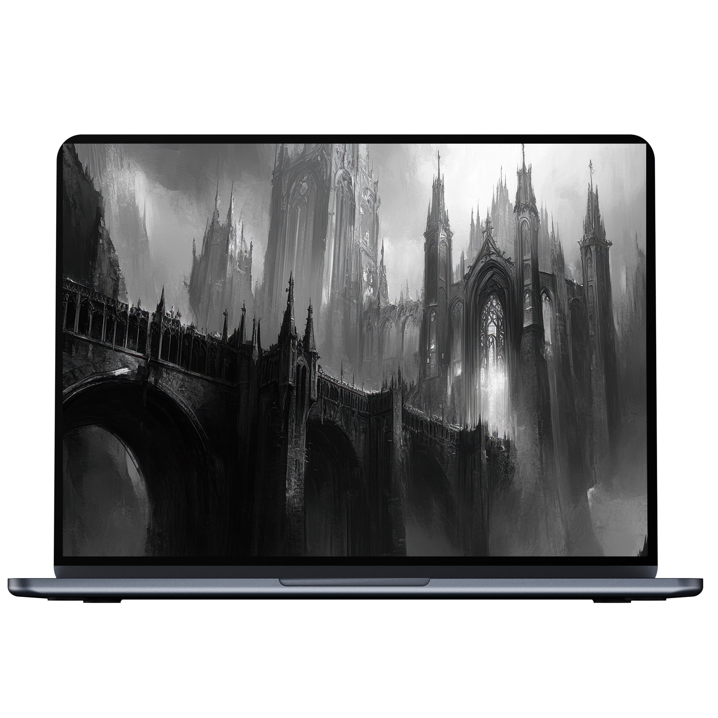 Gothic black and white desktop wallpaper for PC and laptop offers elegant digital download for mindfulness and inspiration