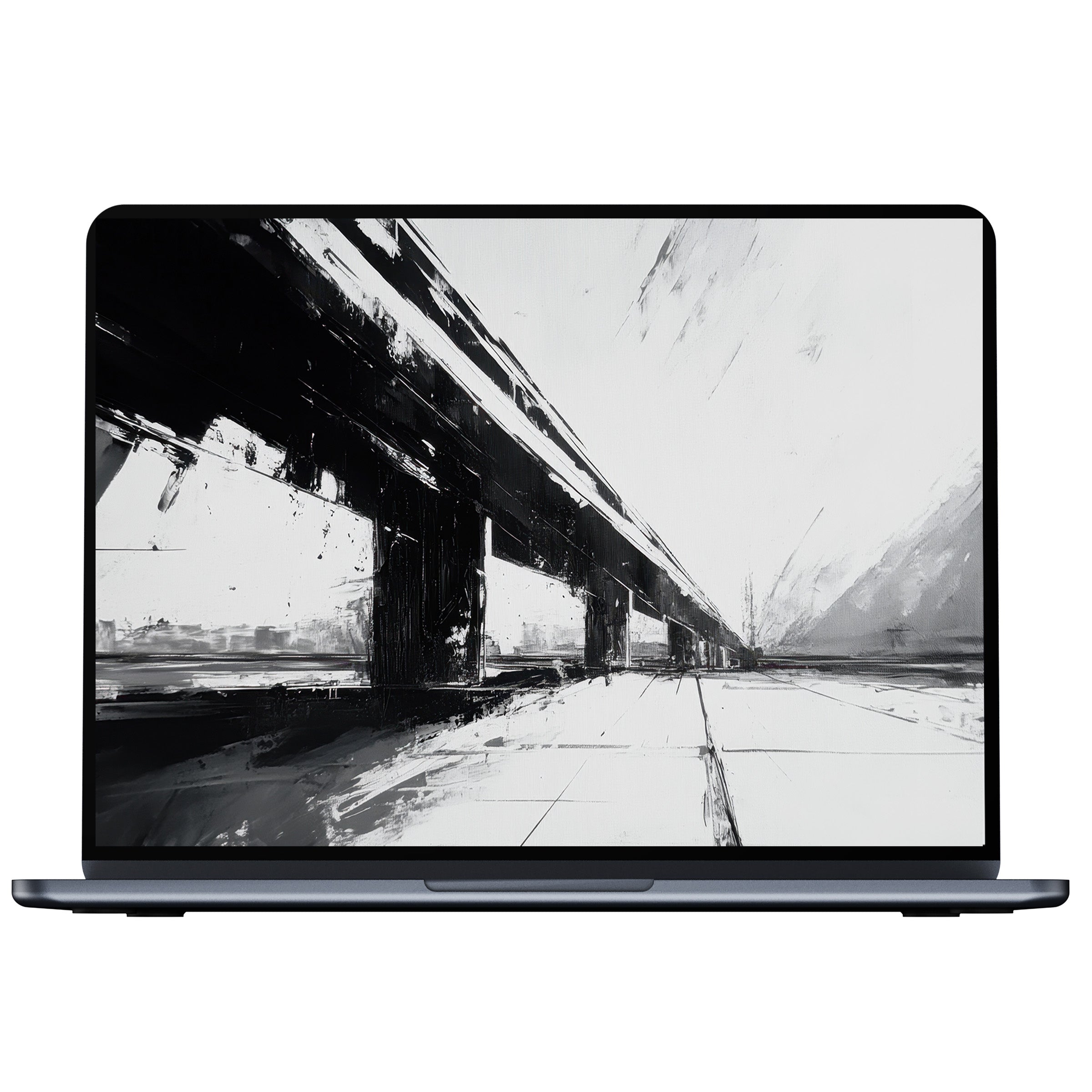 Elegant black and white desktop wallpaper digital download with abstract architecture inspires calm on any PC, laptop, or Mac