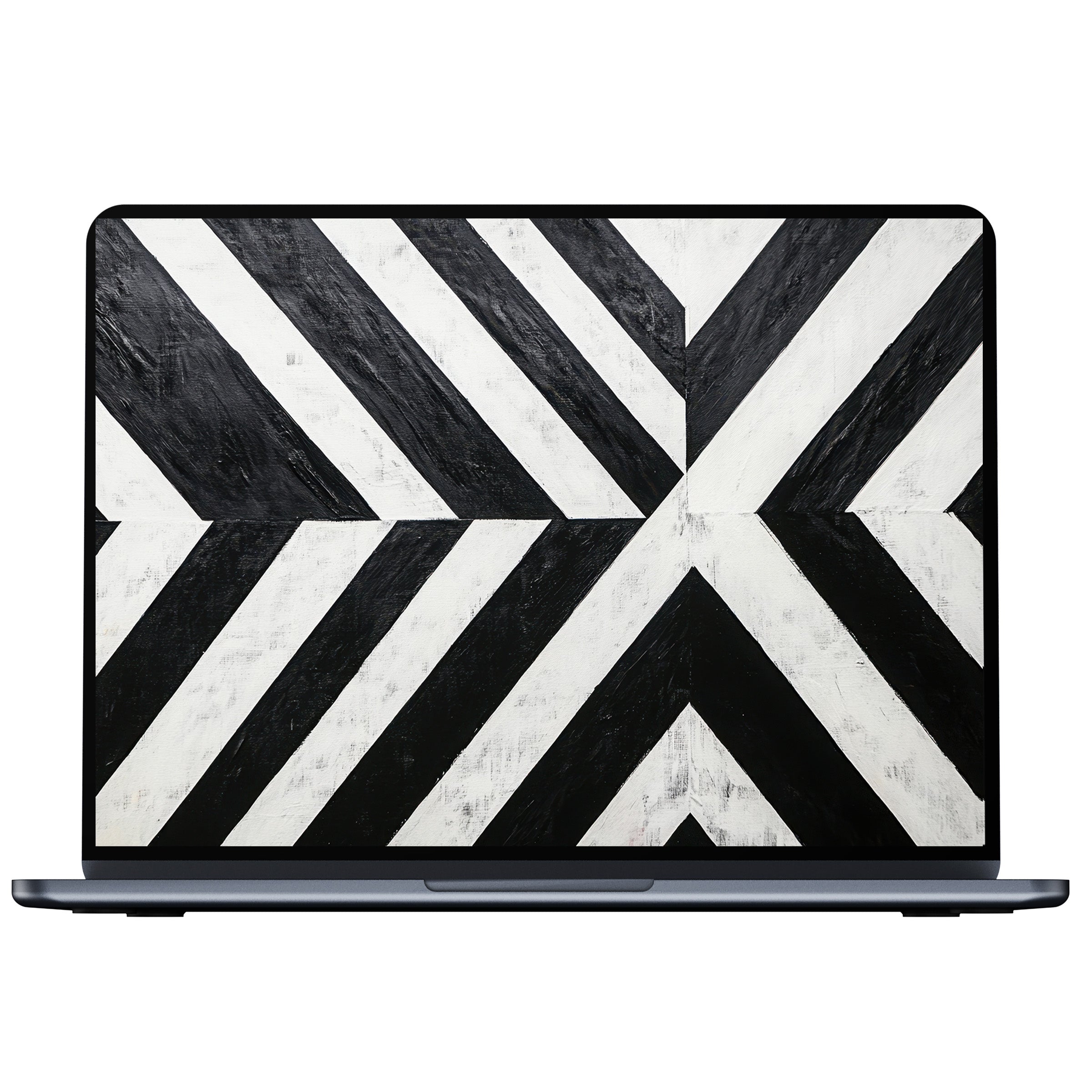Black and white desktop wallpaper digital download features a dynamic geometric pattern perfect for PC and laptop screens