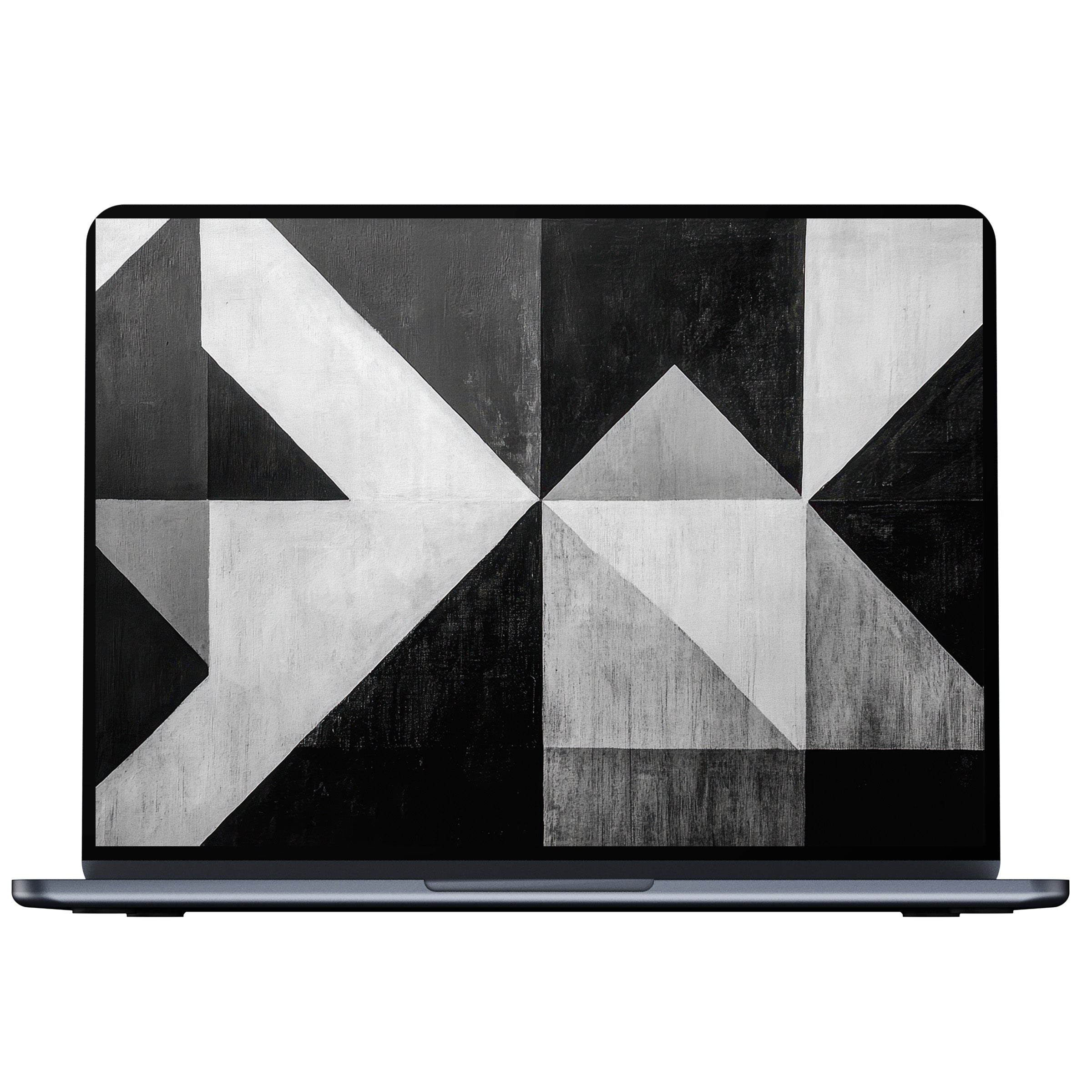 Black and white desktop wallpaper digital download featuring geometric patterns offers calm inspiration for PC and laptop screens