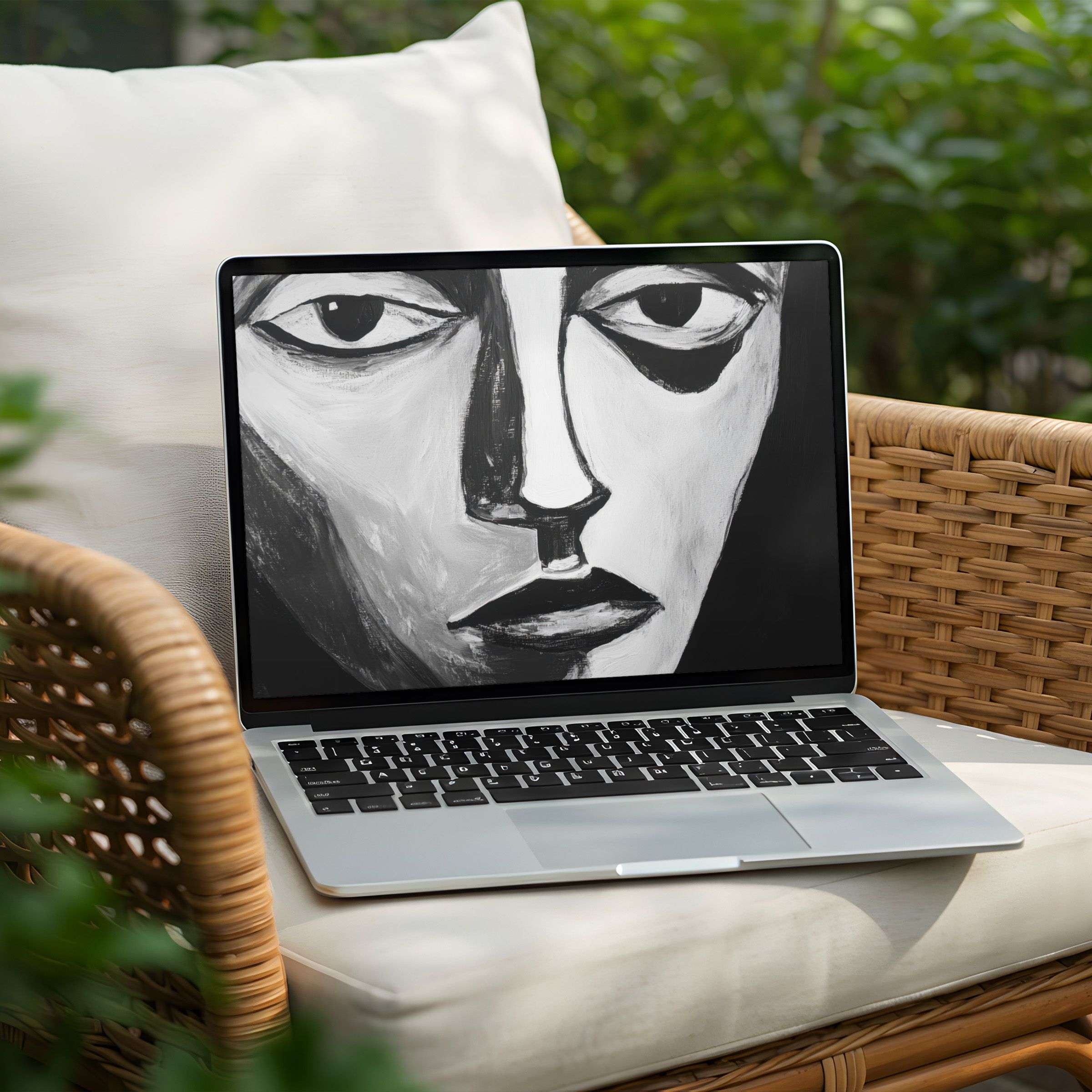 Elegant black and white abstract desktop background for PC or Laptop Instant download to inspire calm and mindfulness at work