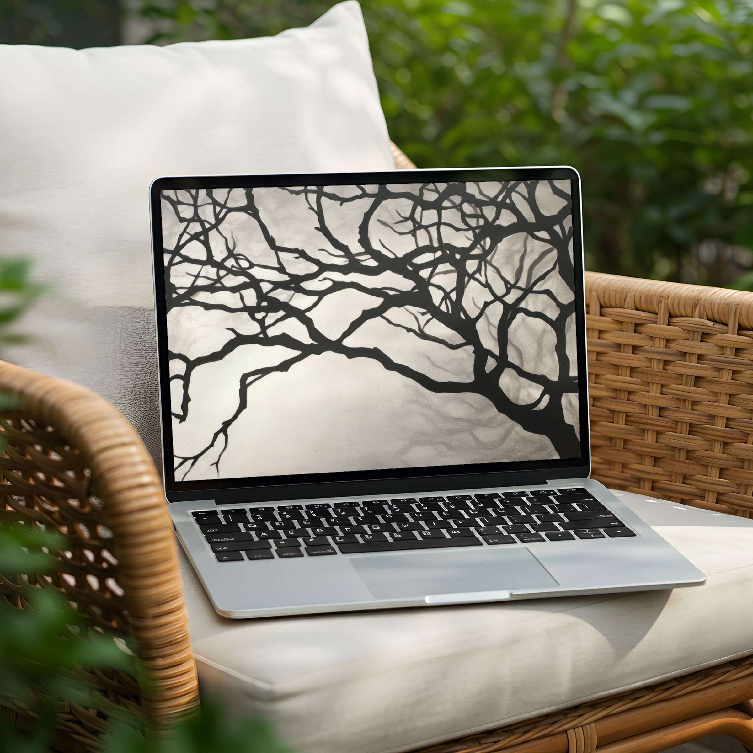 Elegant tree silhouette desktop background for PC and Laptop Instant download inspires calm mindfulness in stylish settings
