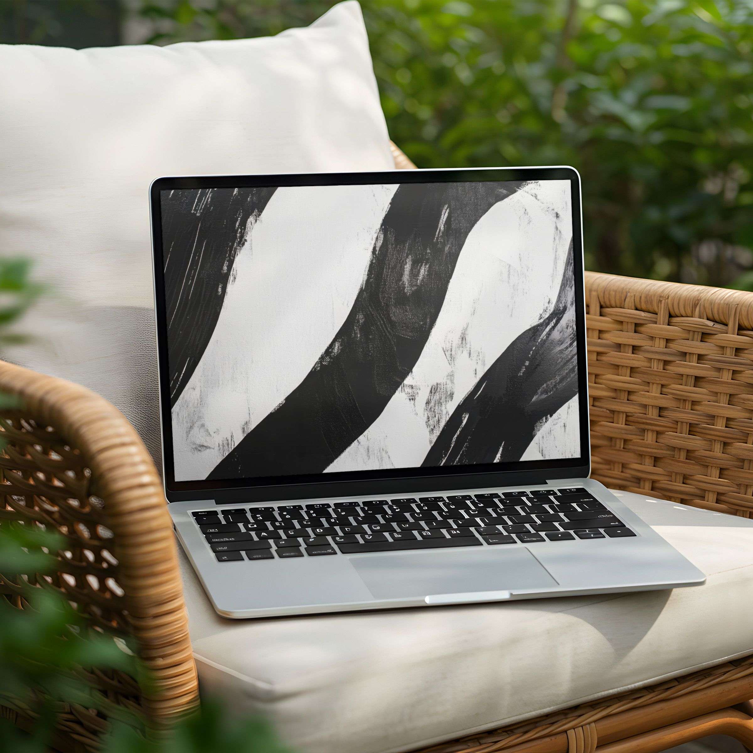 Elegant black and white abstract desktop background for PC or Laptop instant download to inspire mindfulness and calm