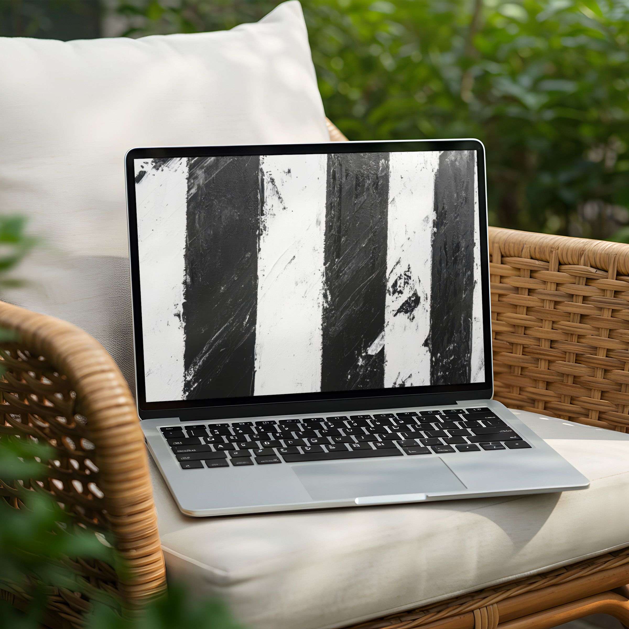 Elegant black and white stripes PC desktop background for instant download adds mindfulness and inspiration to any laptop or workspace