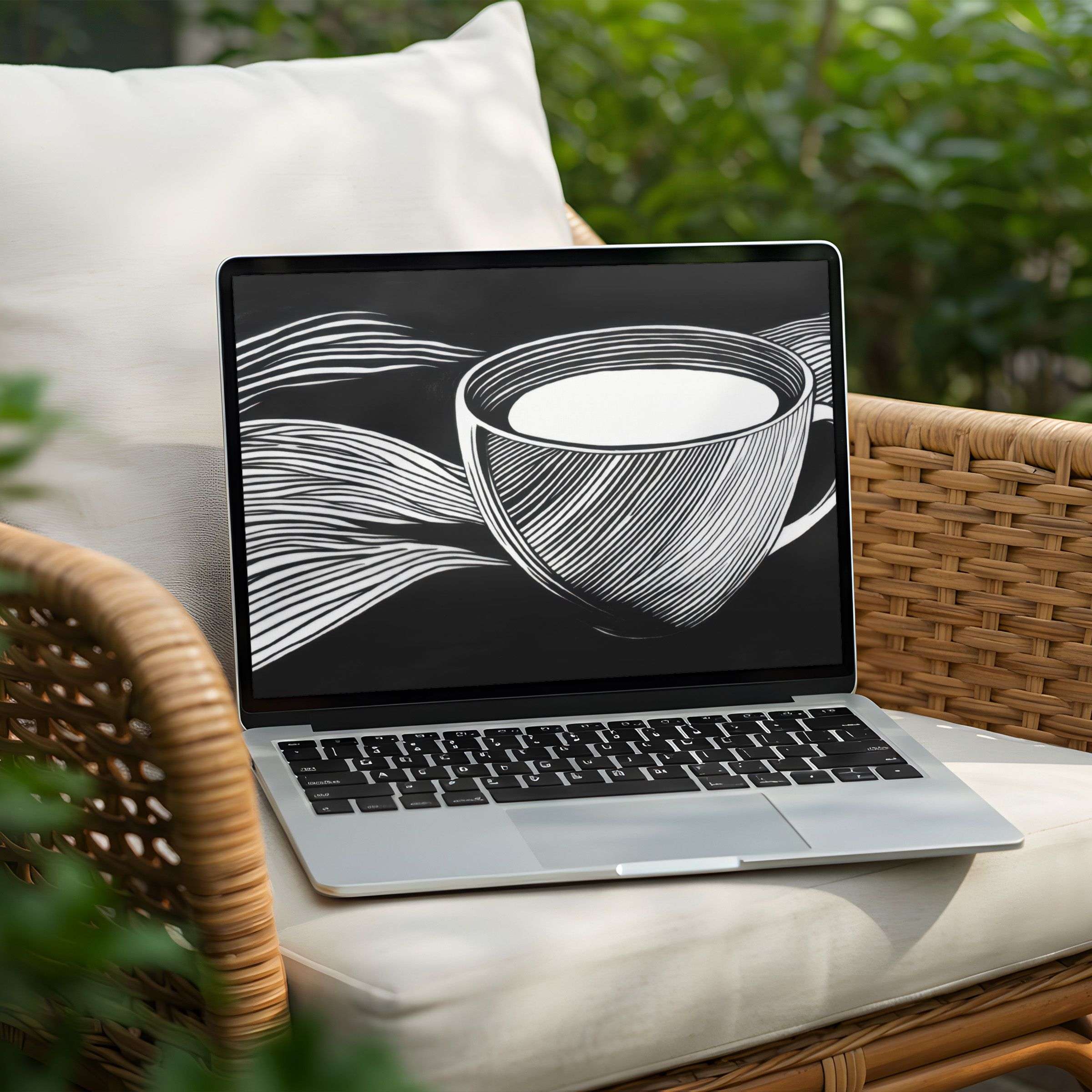 Elegant swirling patterns in black and white create a calming desktop background for PC or Laptop with instant download option