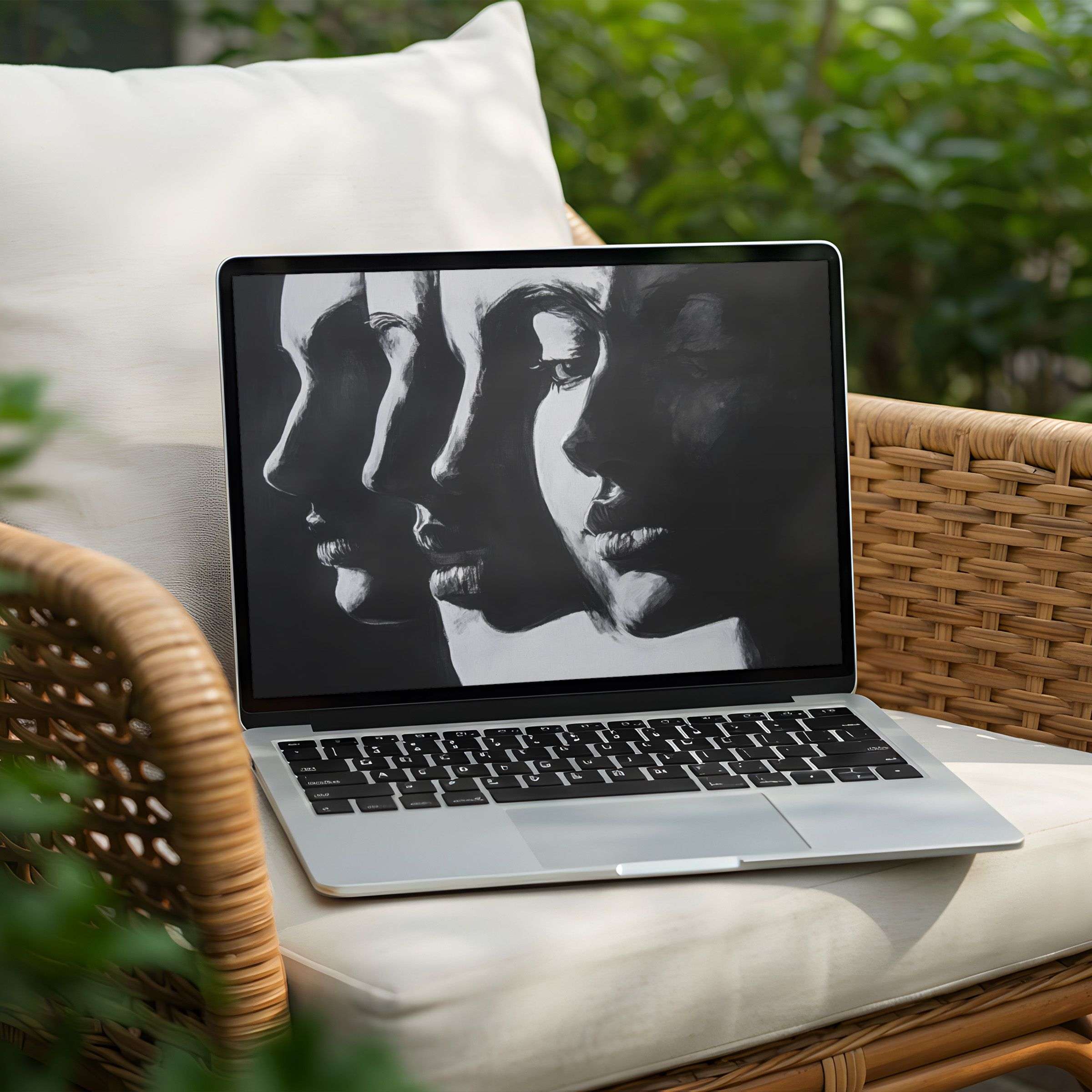 Inspire mindfulness with this elegant black and white art desktop background instant download for your PC or laptop screen