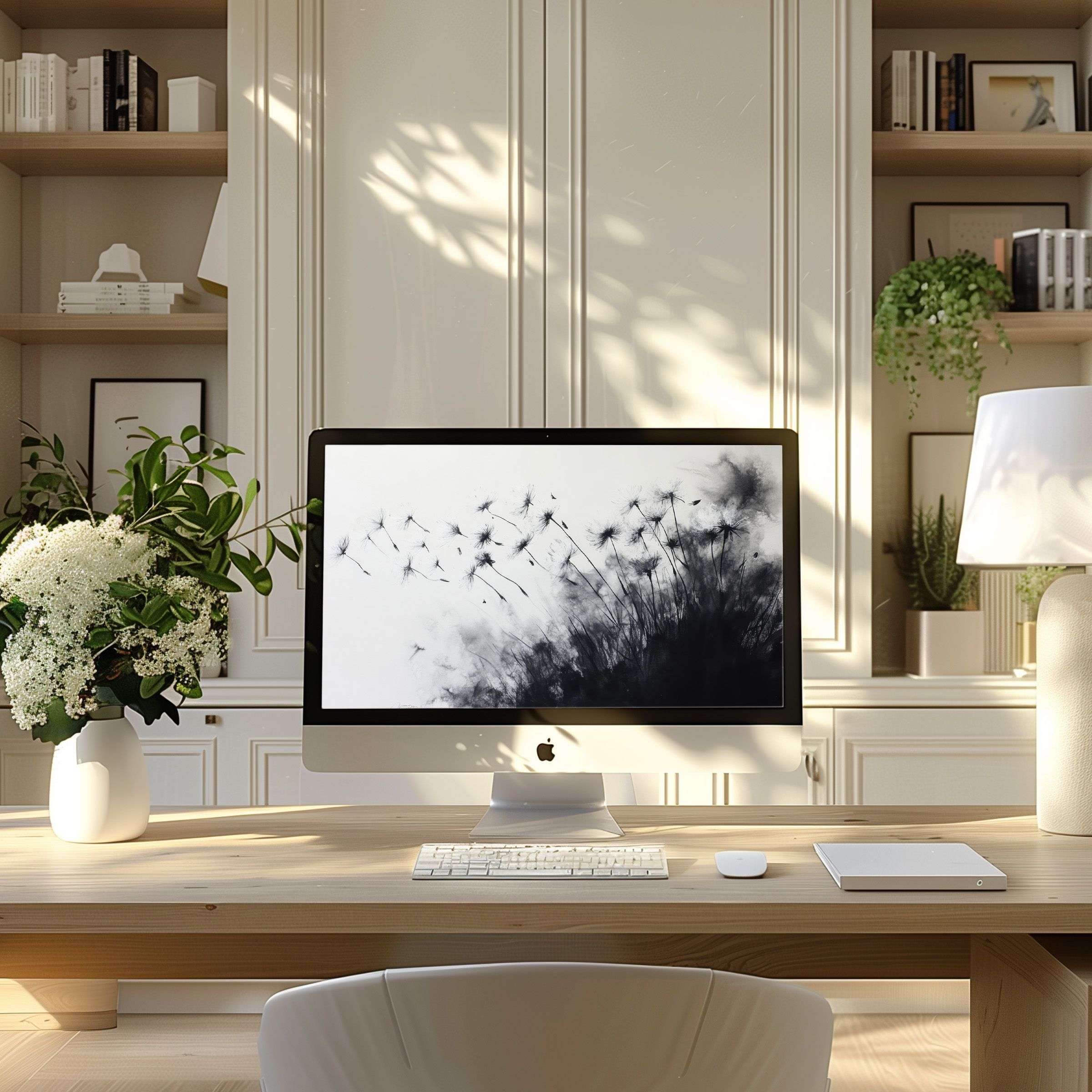 Inspiring dandelion-themed wallpaper for computer brings calm elegance to any modern PC or laptop setup, perfect for digital download