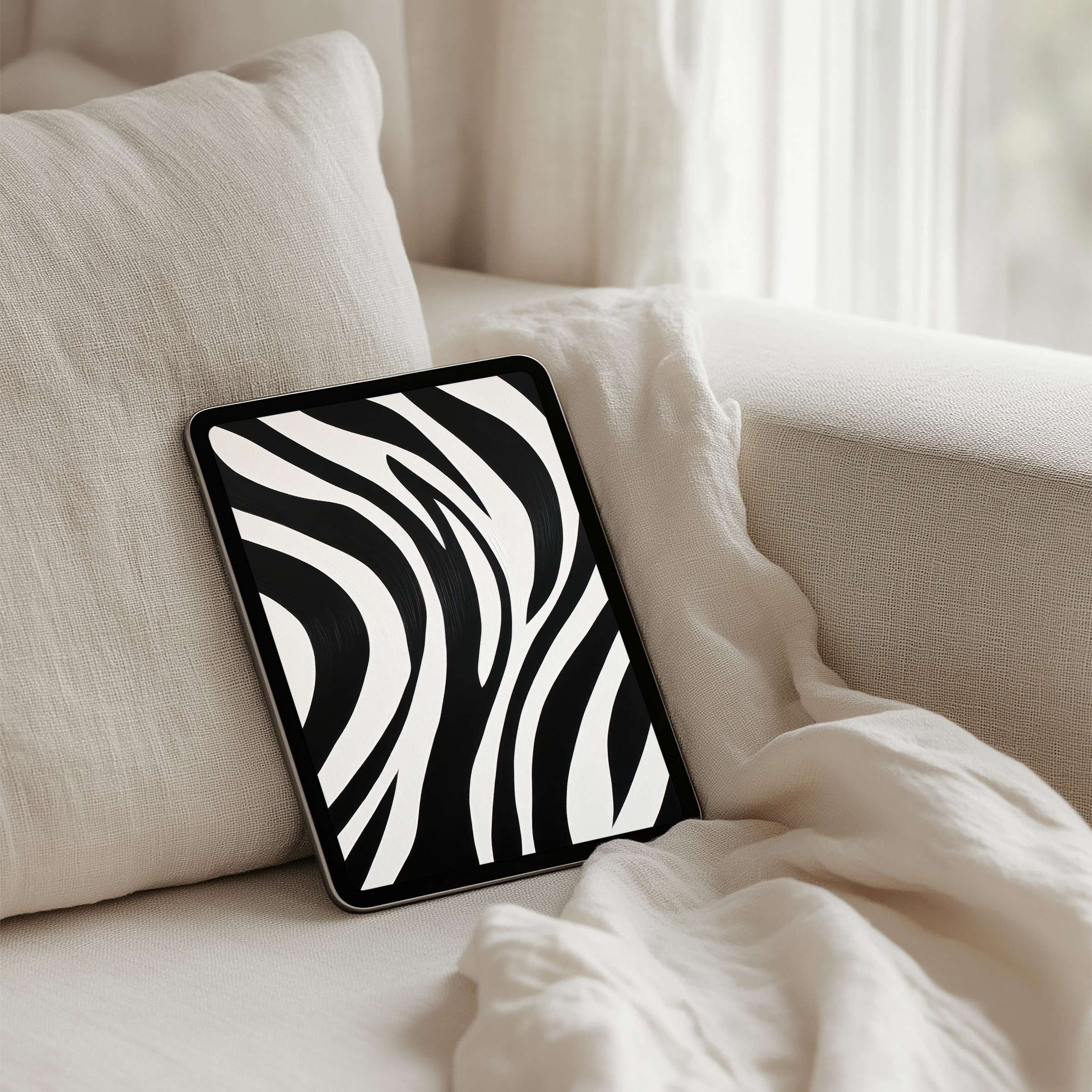 Elegant black and white abstract iPad background for instant download inspires mindfulness fits any tablet enhancing serene spaces