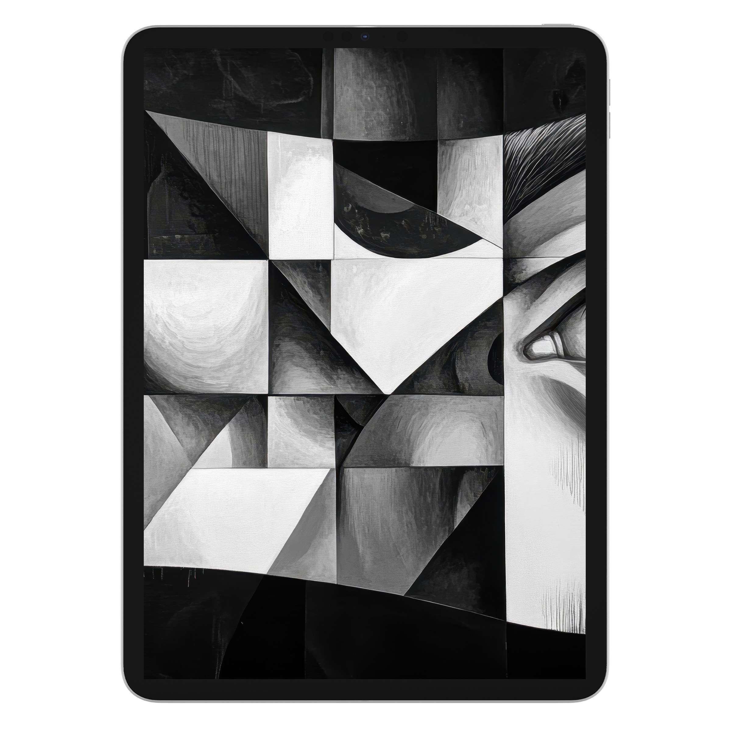Elegant abstract design in black and white iPad wallpaper perfect for tablet backgrounds digital download for calm aesthetics