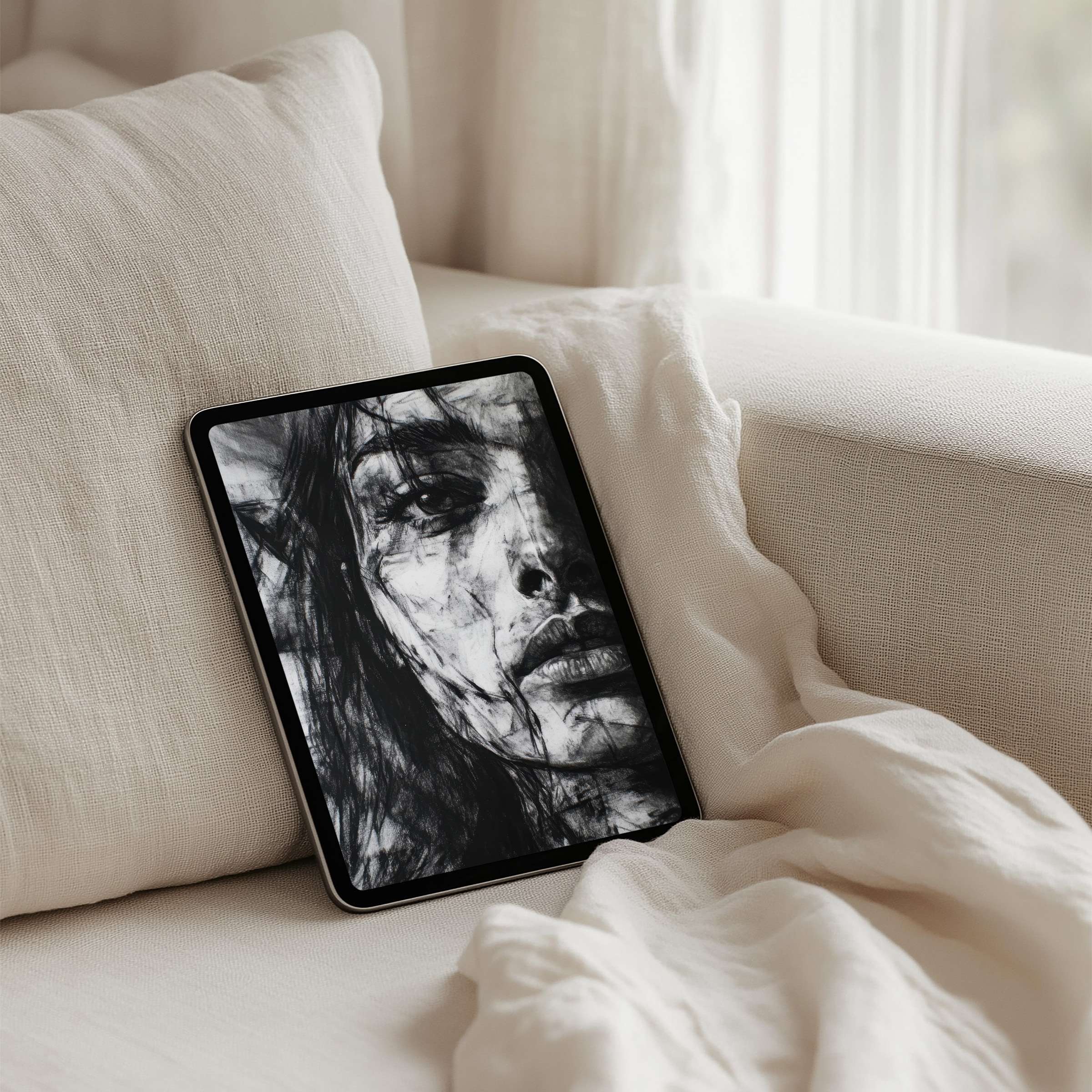 Artistic monochrome iPad background for instant download exudes calm elegance for any tablet creating a mindful aesthetic space