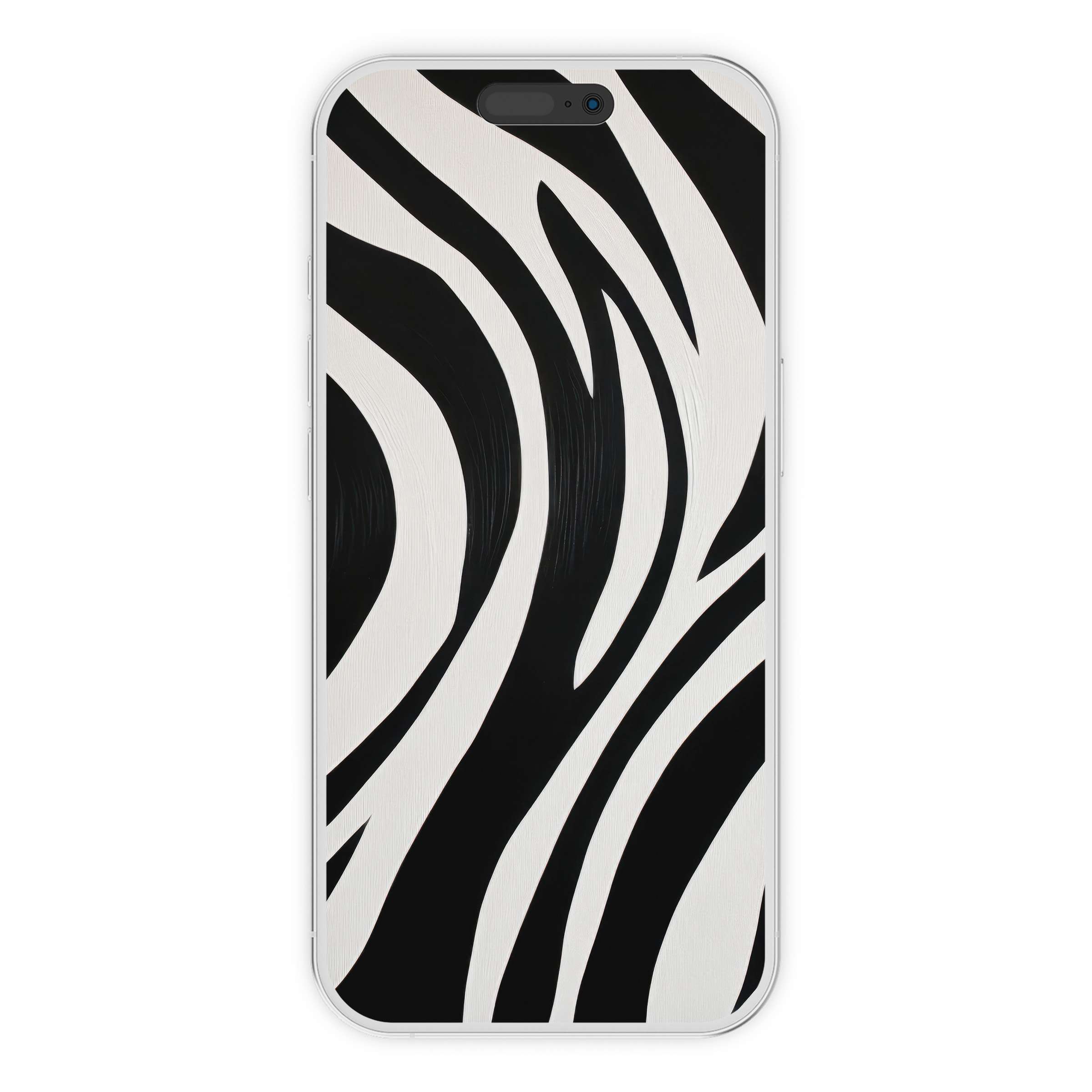 Elegant black and white iPhone wallpaper featuring abstract zebra stripes offers a calm phone background for digital download users