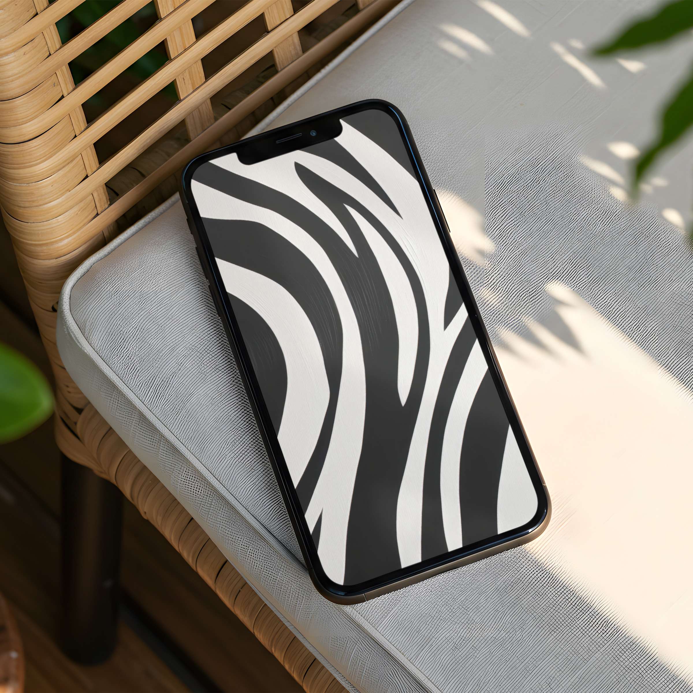 Elegant black and white zebra abstract iPhone background offers instant download to inspire calm on your phone screen