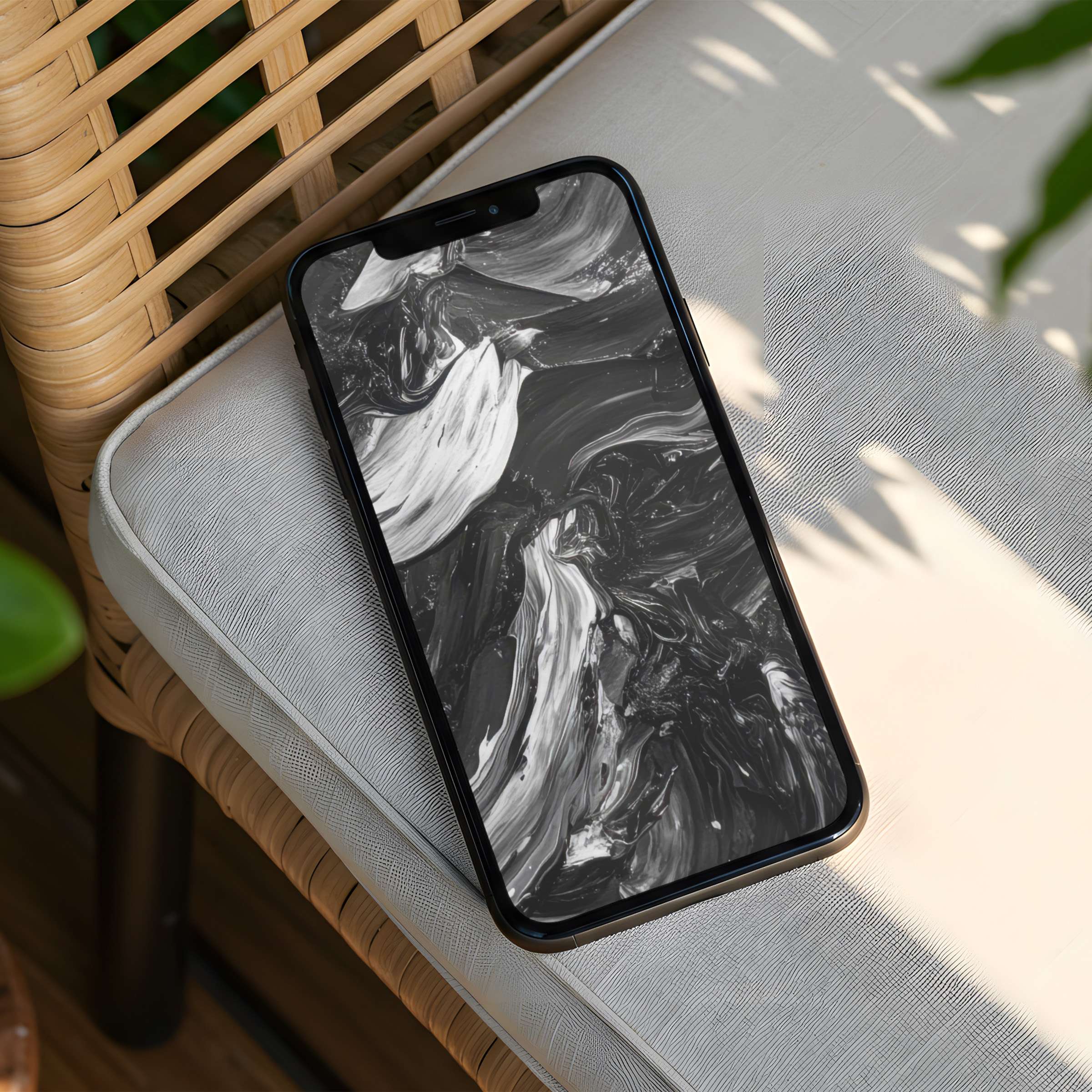 Elegant black and white marble swirl iPhone background for instant download inspiring calm and mindfulness on any phone screen