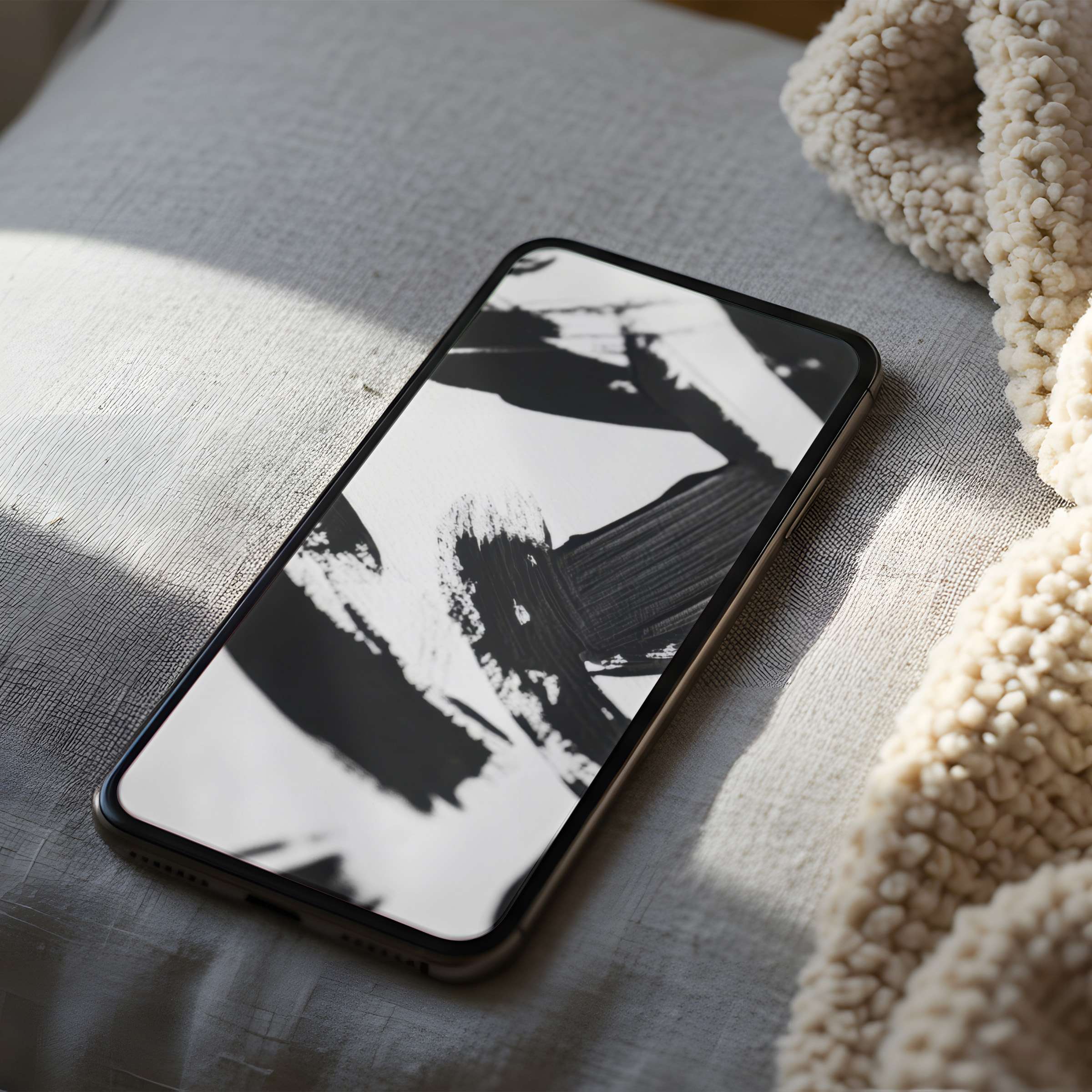 Elegant black and white abstract phone wallpaper for iPhone and Android phones offers high resolution and a calm digital download experience