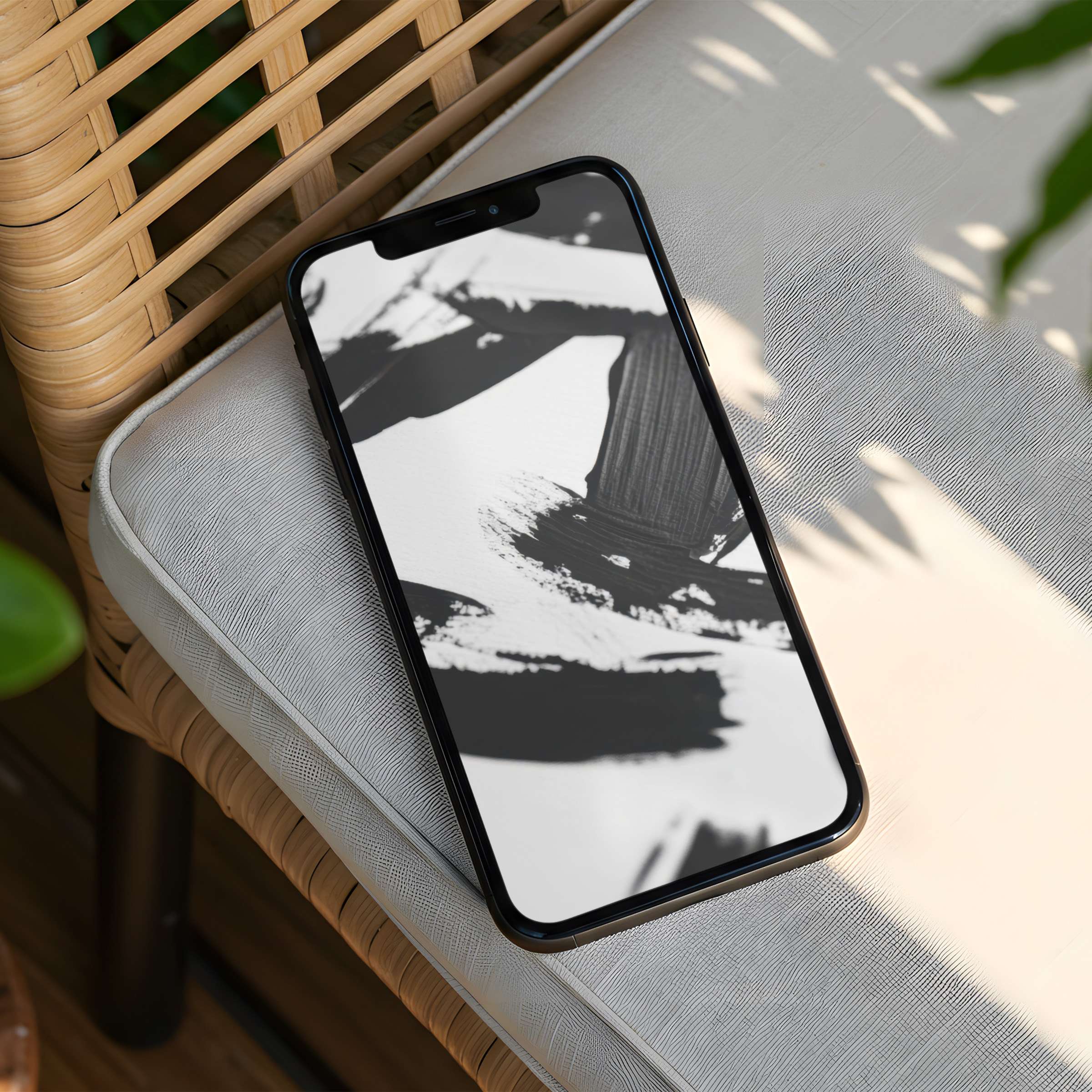 Elegant monochrome brush strokes inspire calm on an iPhone background perfect for instant download to any phone for mindful living
