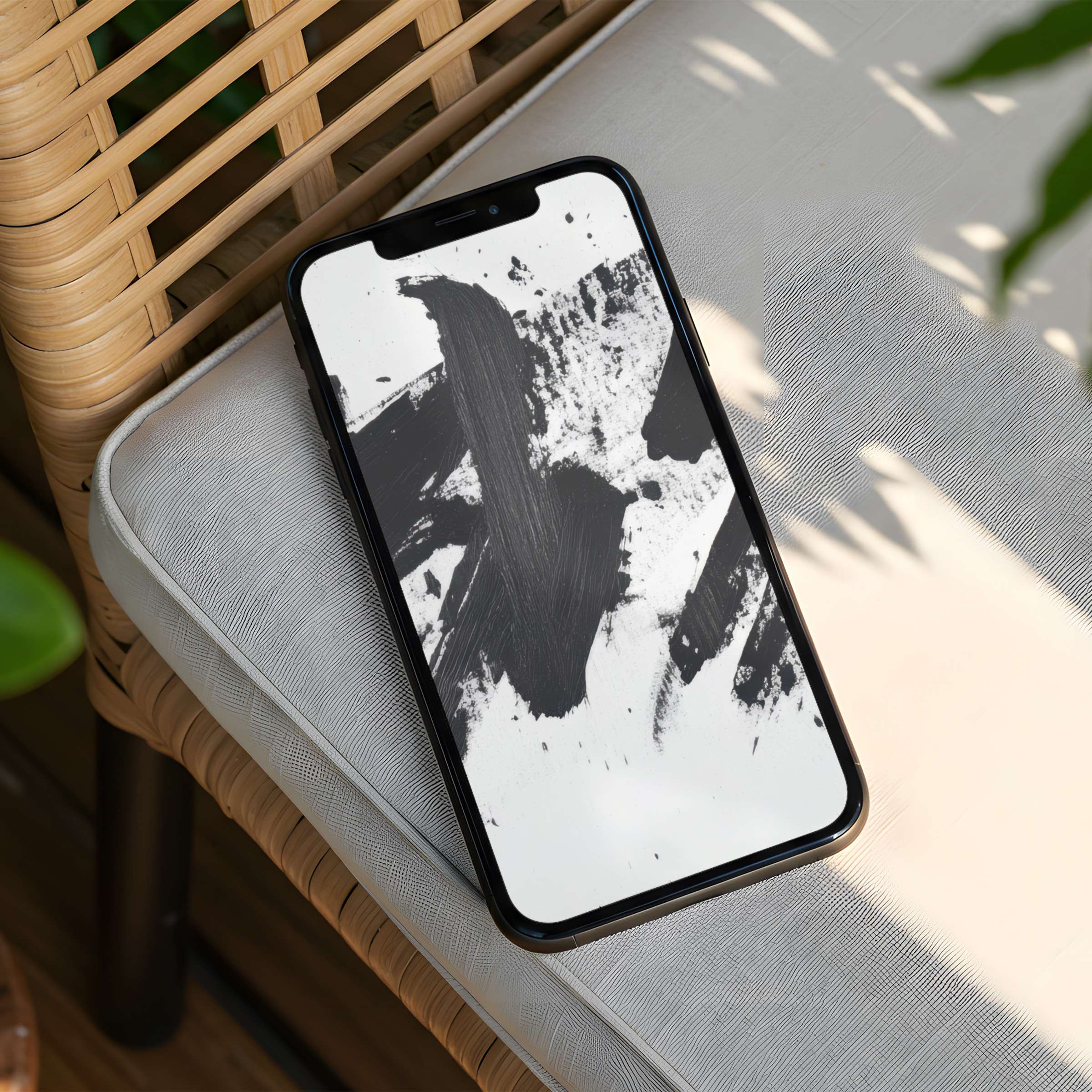 Black and white abstract art as an iPhone background offers elegance and calm in an instant download for any phone display