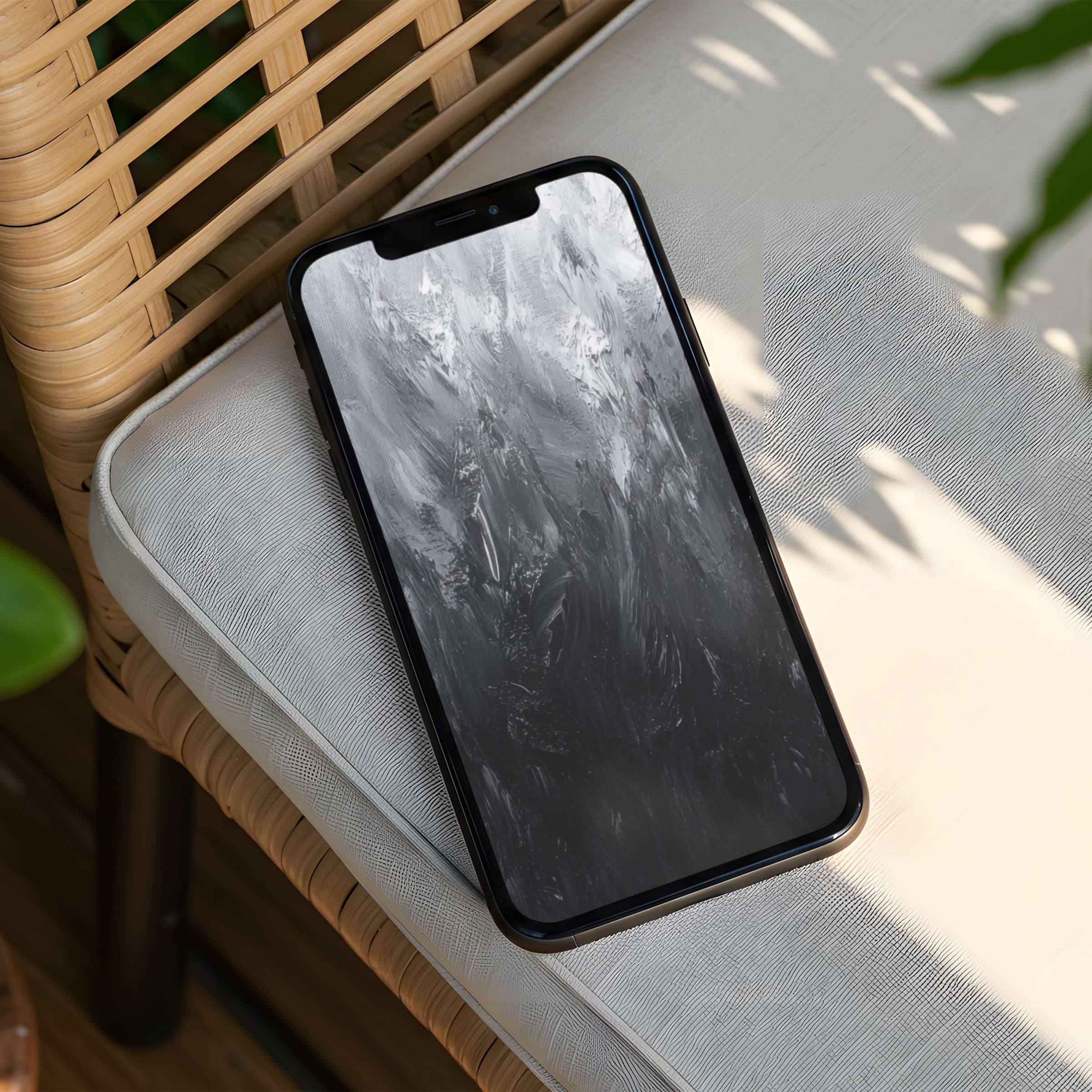 Elegant abstract iPhone background for instant download brings calm and inspiration to your phone with artistic grayscale swirls
