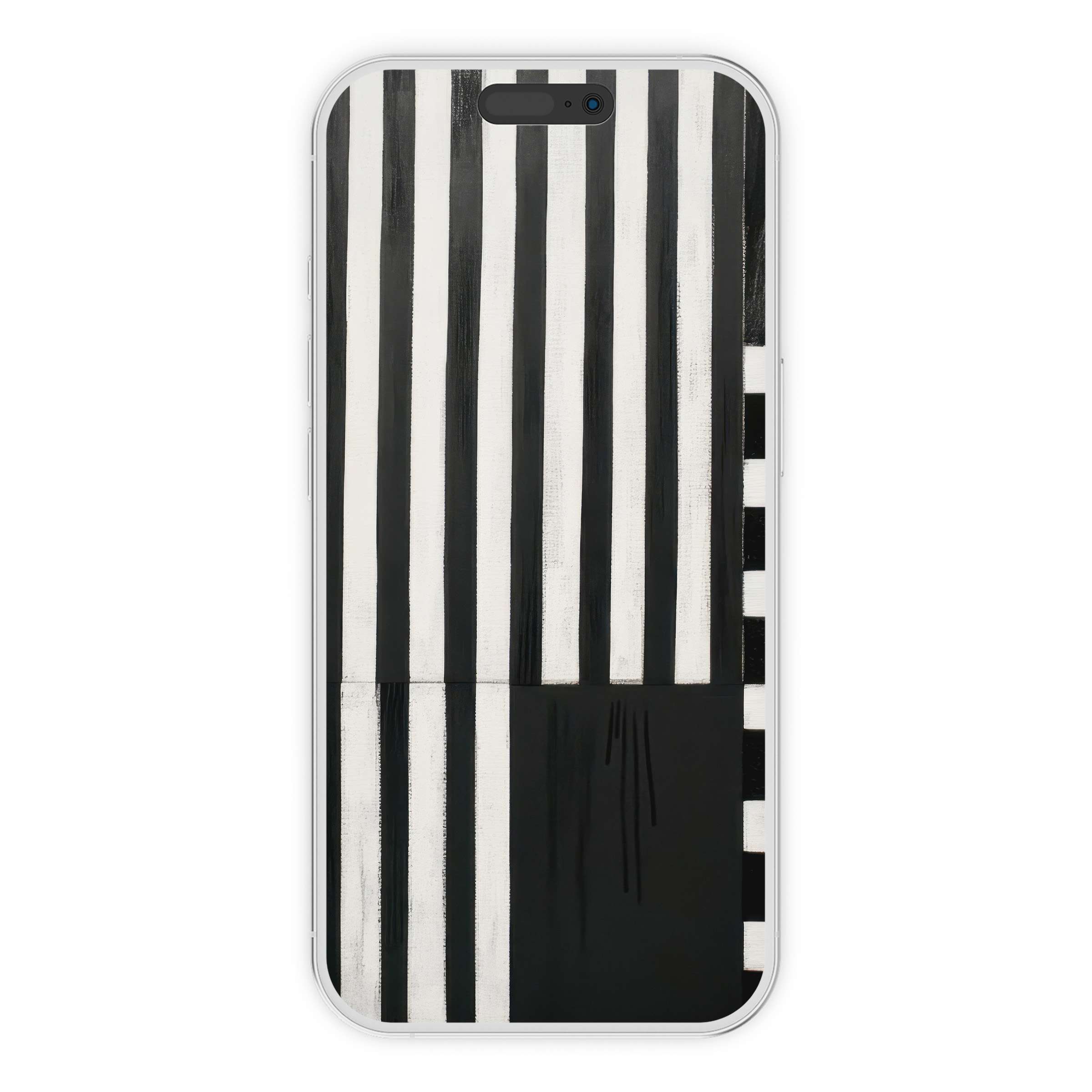 Bold black and white iPhone wallpaper featuring geometric stripes offers an elegant phone background for digital download and decor