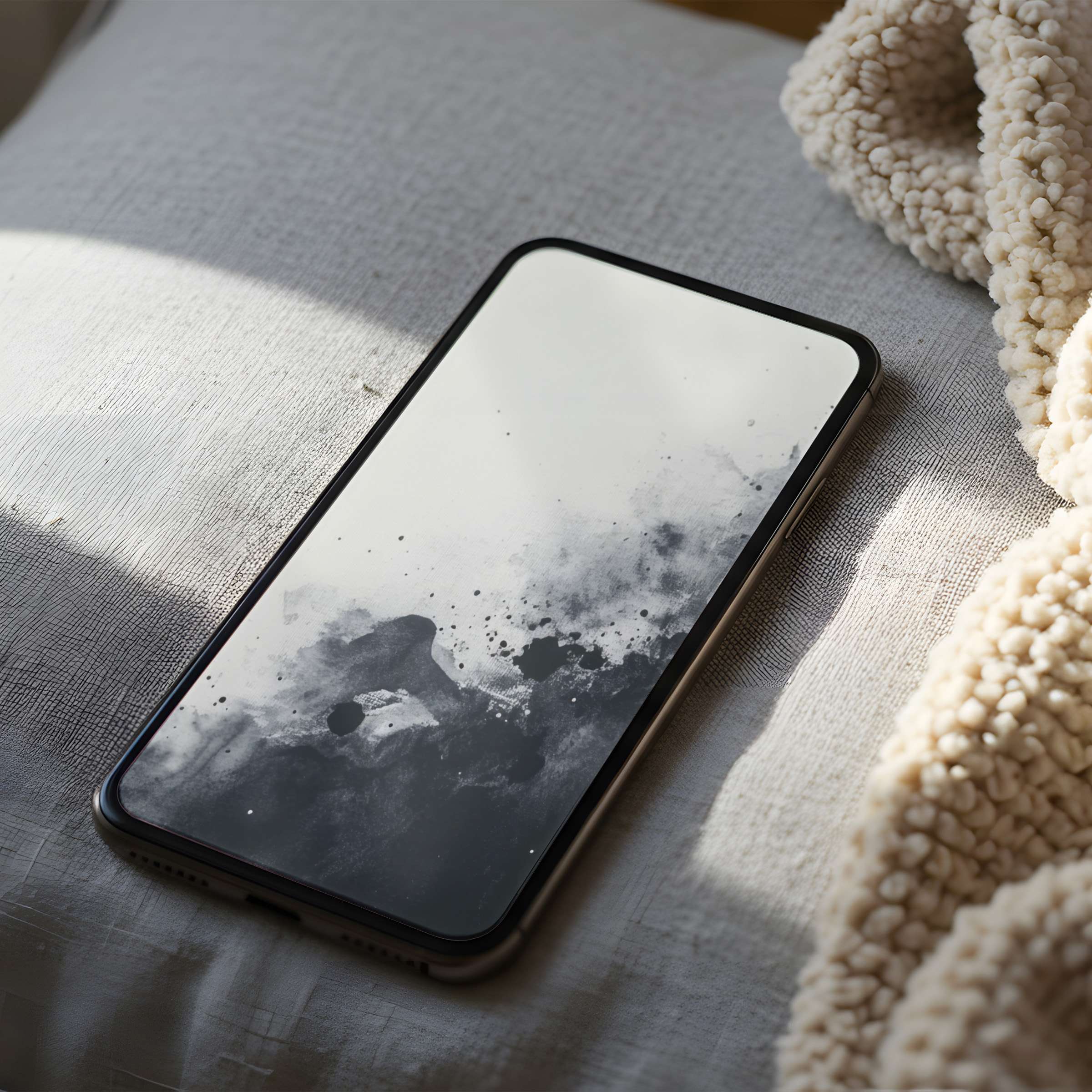 Elegant black and white abstract phone wallpaper creating a serene vibe showcased in high resolution for iPhone and Android download