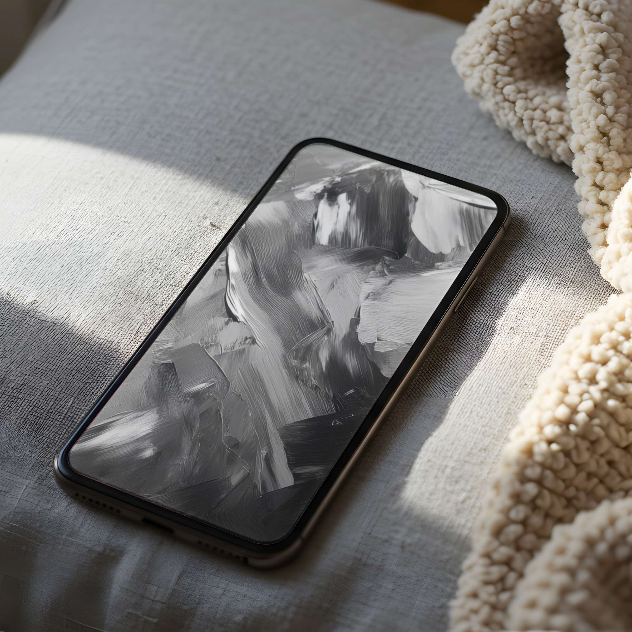 Elegant abstract brushstroke phone wallpaper in high resolution, perfect for iPhone and Android, enhances digital tranquility and style