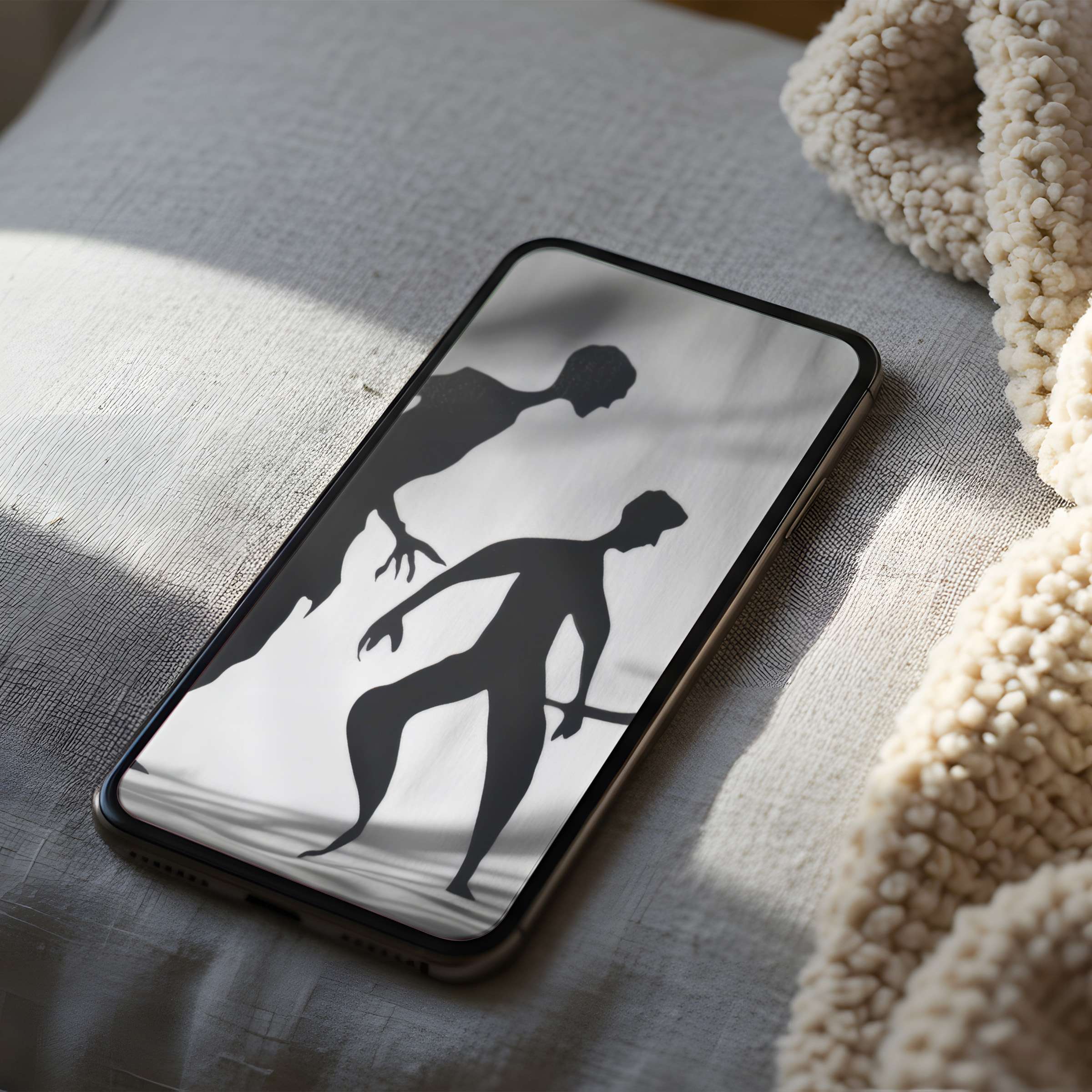 Elevate your device with a high-resolution phone wallpaper featuring elegant black silhouettes for a calming digital download fit for iPhone