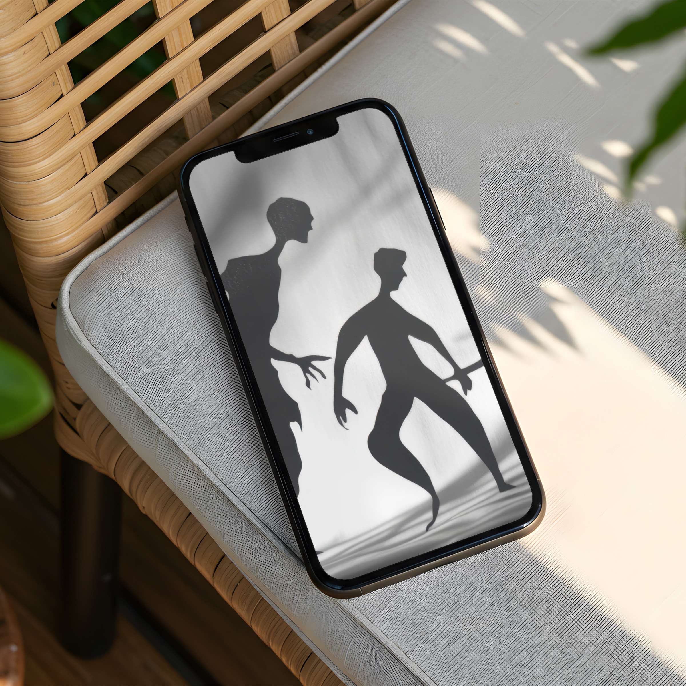 Elegant black and white shadow art iPhone background evokes calm and inspiration with instant download for any phone user