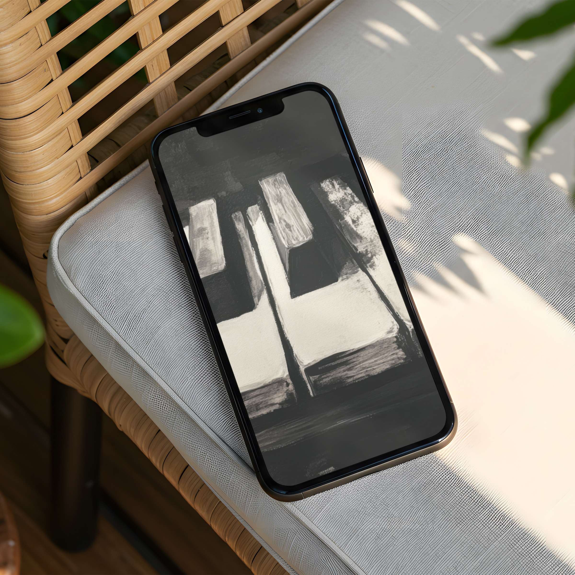 Elegant black and white abstract iPhone background for instant download evokes calm and inspiration on your phone screen