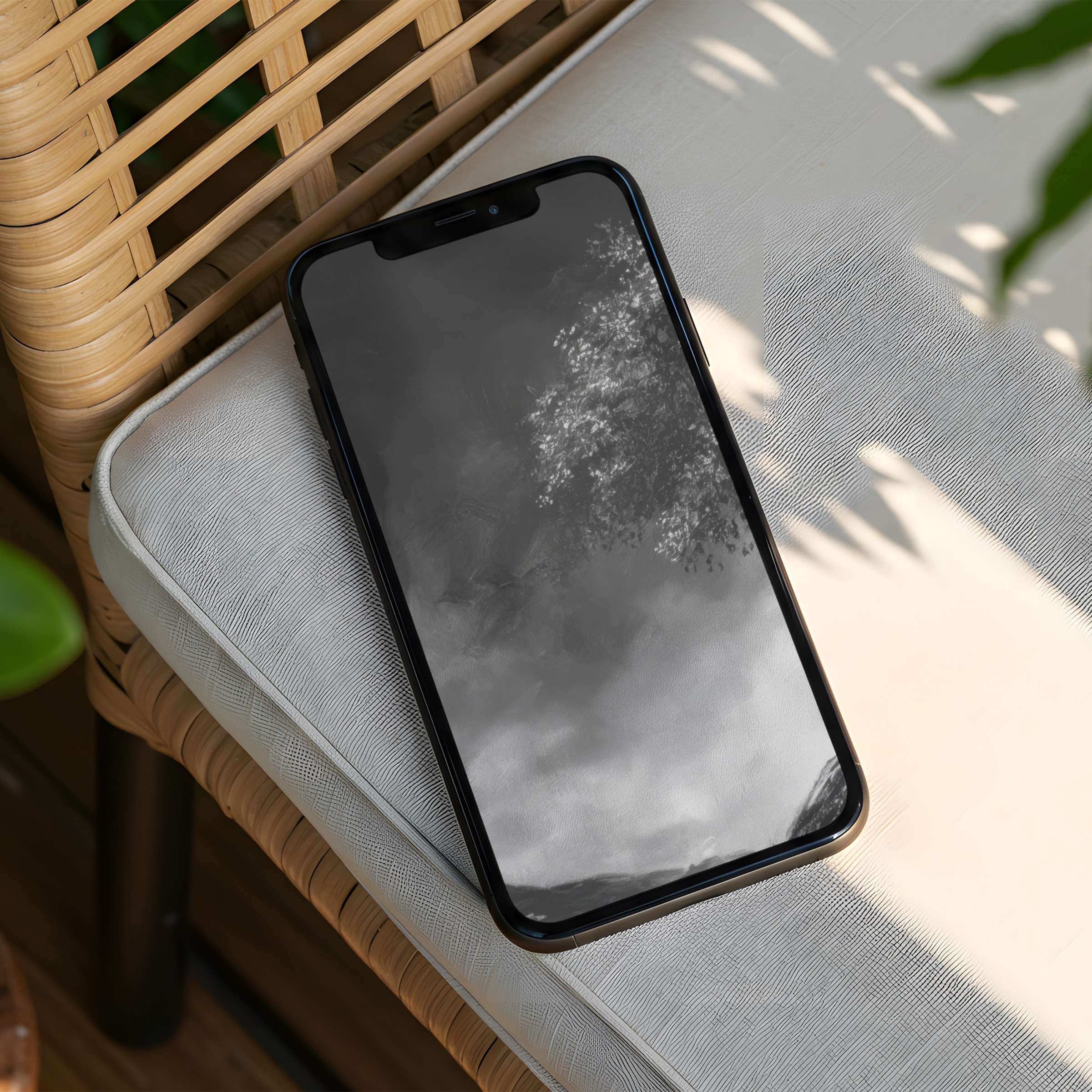 Elegant iPhone background featuring serene grayscale clouds evokes calm, inspiration, and mindfulness, perfect for instant download to your phone
