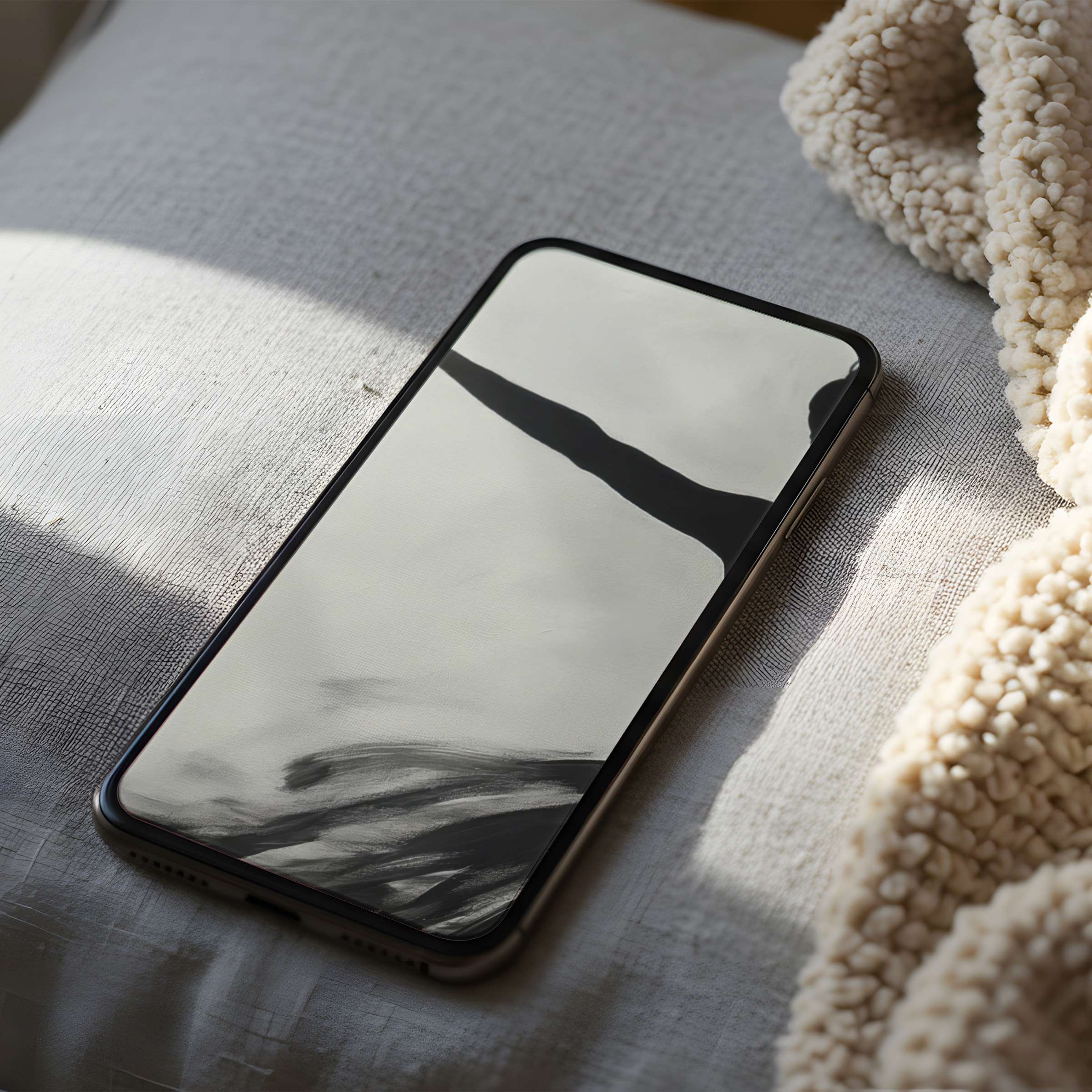 Elegant phone wallpaper featuring calming monochrome motifs, perfect for high-resolution iPhone and android screens, easy digital download
