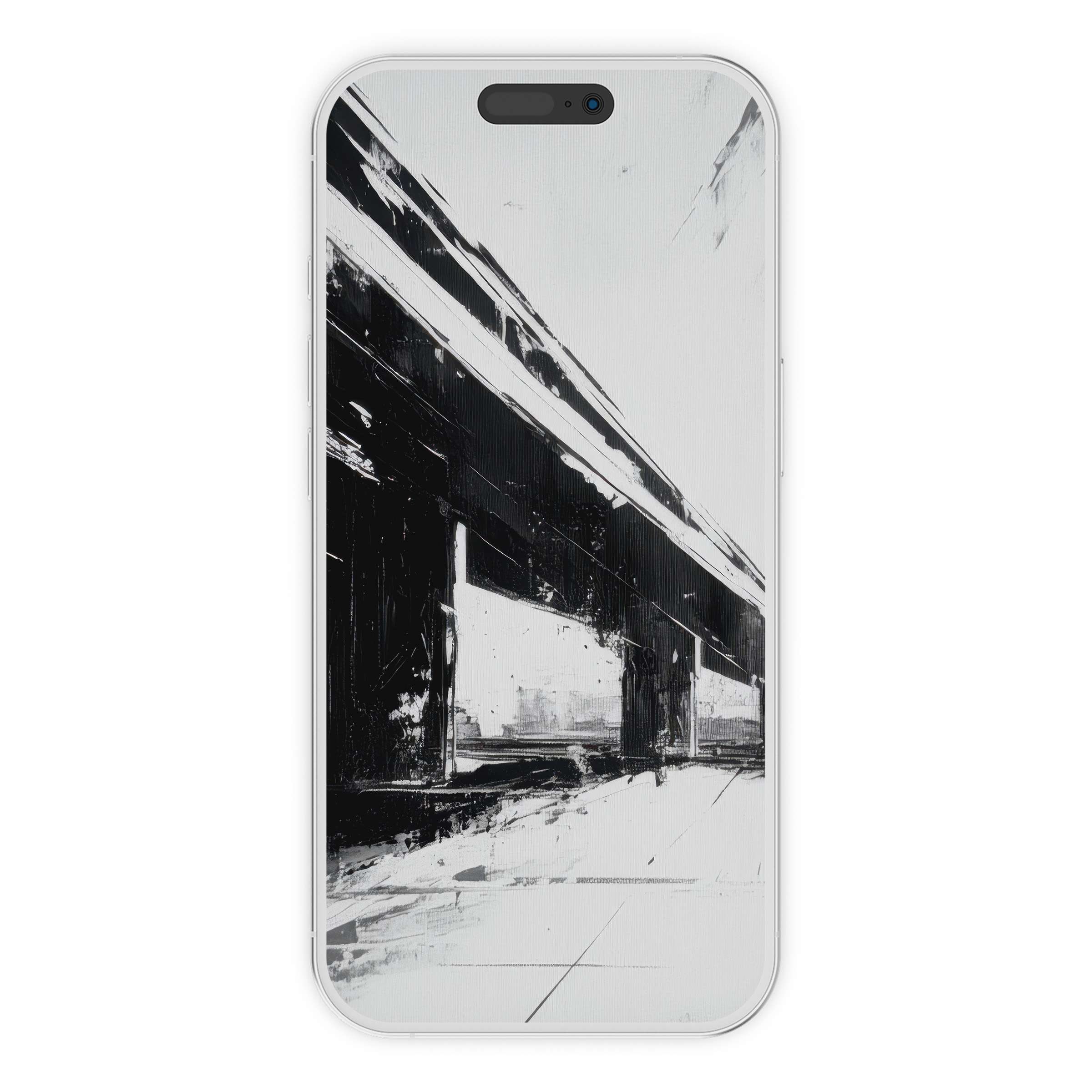 Elegant black and white iPhone wallpaper featuring abstract architectural lines as a phone background digital download for serene style