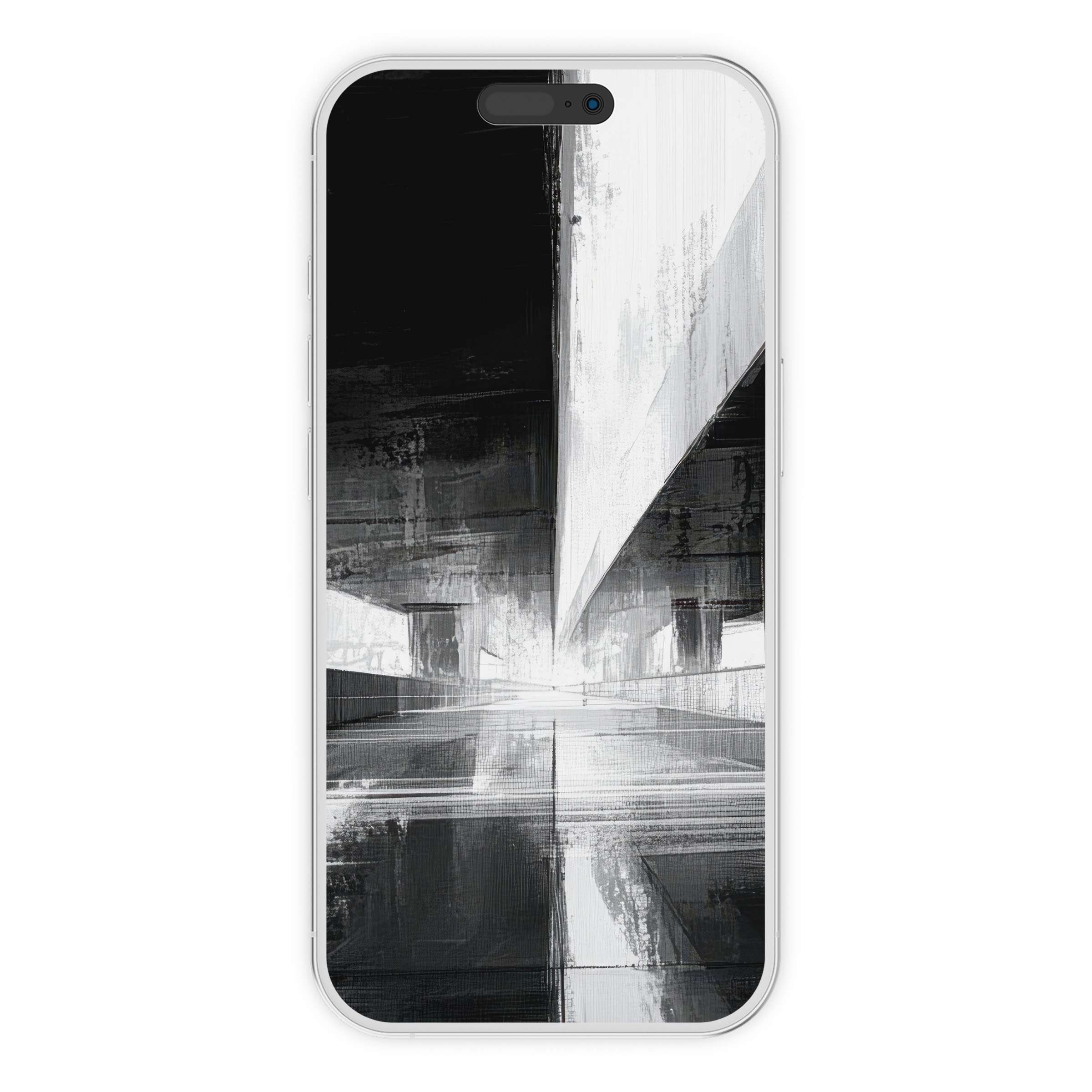 Elegant black and white iPhone wallpaper with abstract architecture enhances phone background with digital download for calm allure