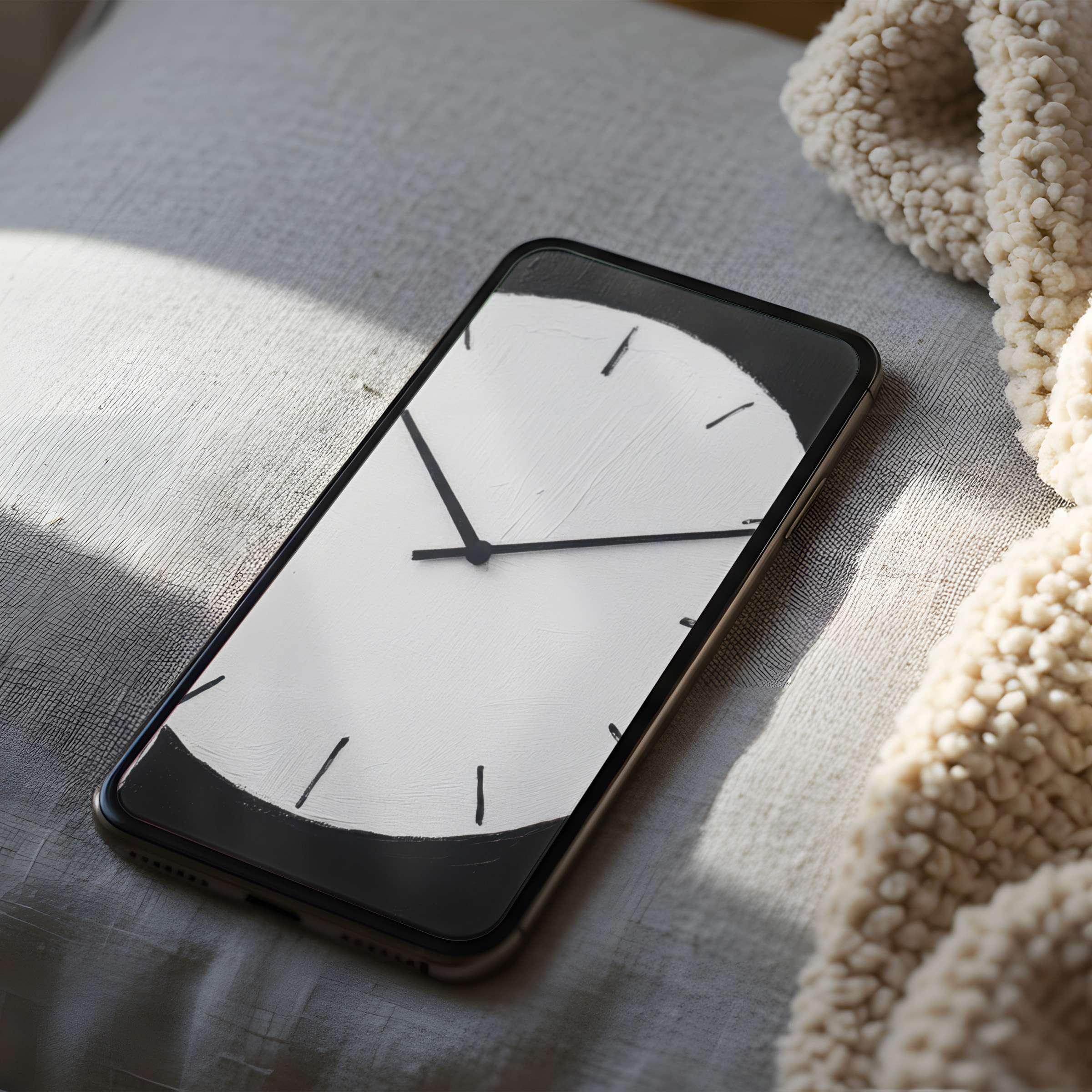 Elegant minimalist clock face phone wallpaper in high resolution adds timeless tranquility to iPhone or Android screens digital download