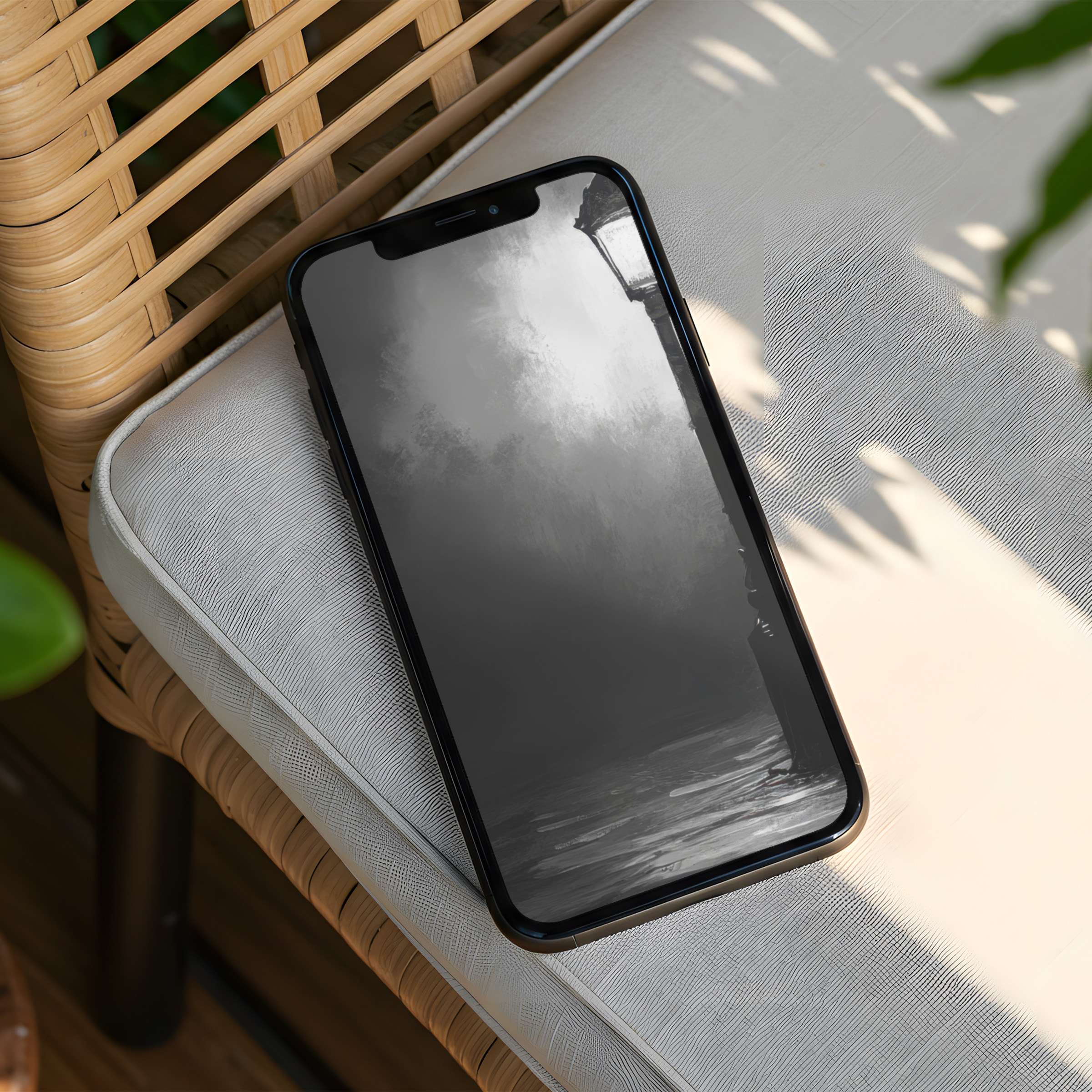 Elevate your phone's elegance with this misty grayscale iPhone background offering instant download for mindful inspiration