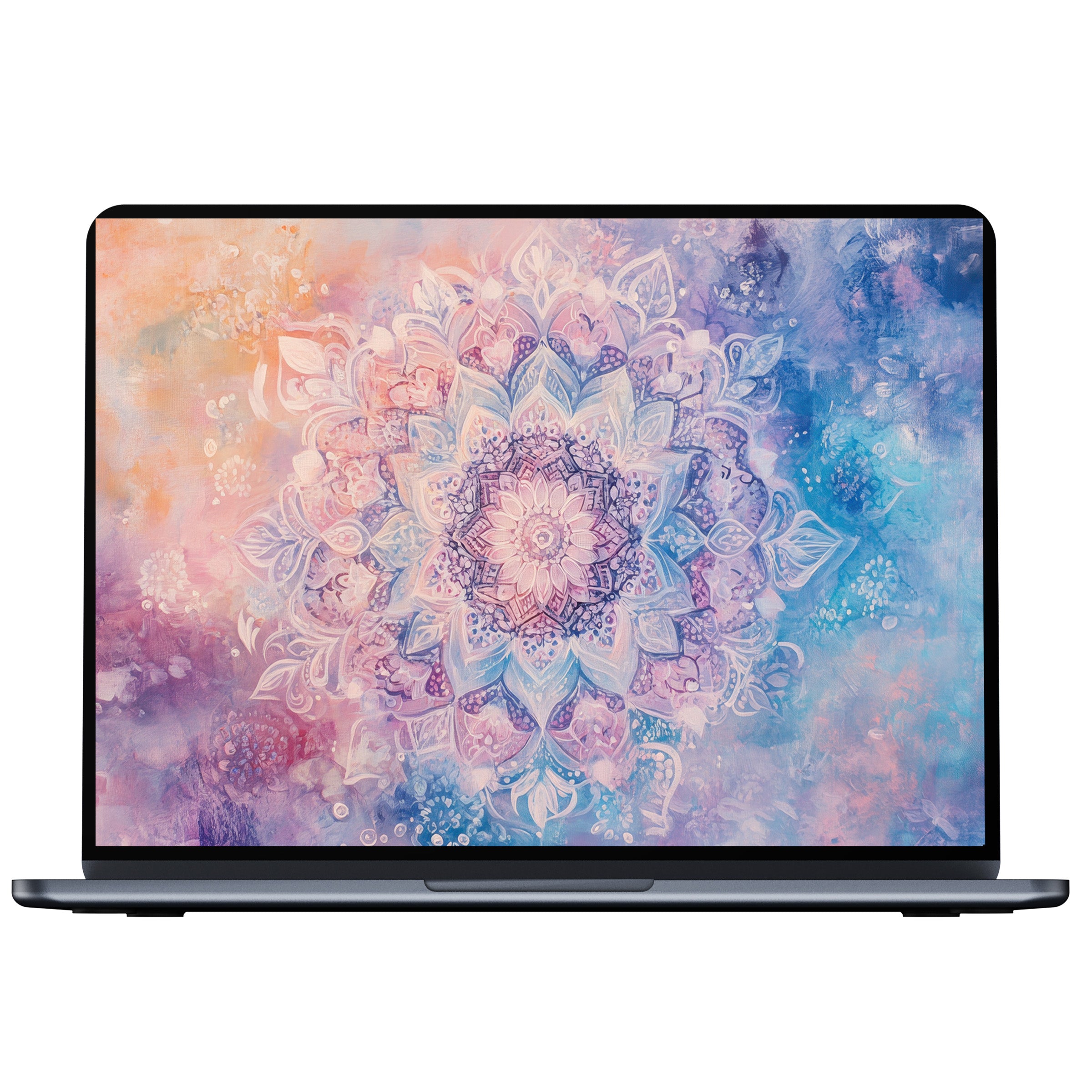 Boho desktop wallpaper in pastel mandala design evokes calm and elegance for your digital download on PC, laptop, and Mac