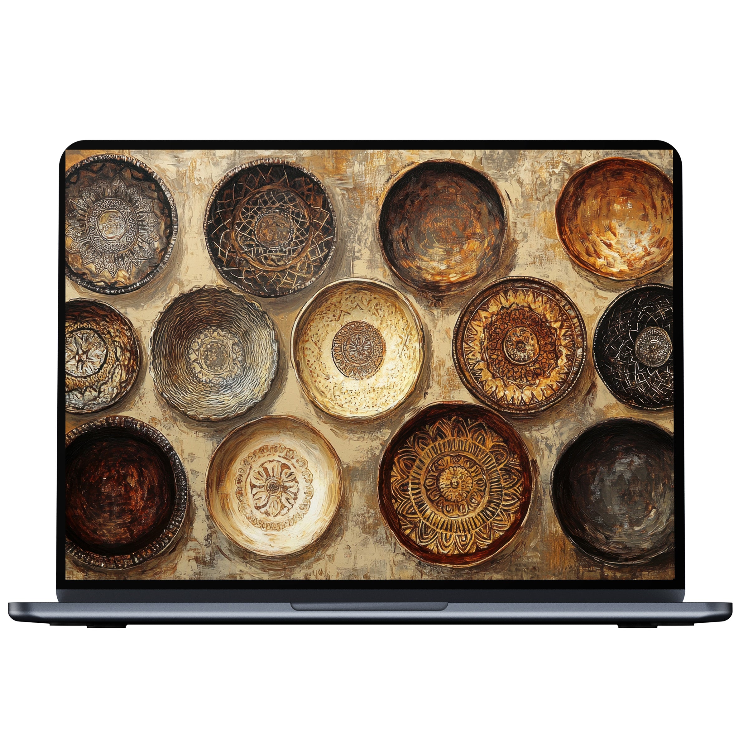 Boho desktop wallpaper showcasing earthy tones and intricate patterns for a serene digital download on PC, Laptop, or Mac