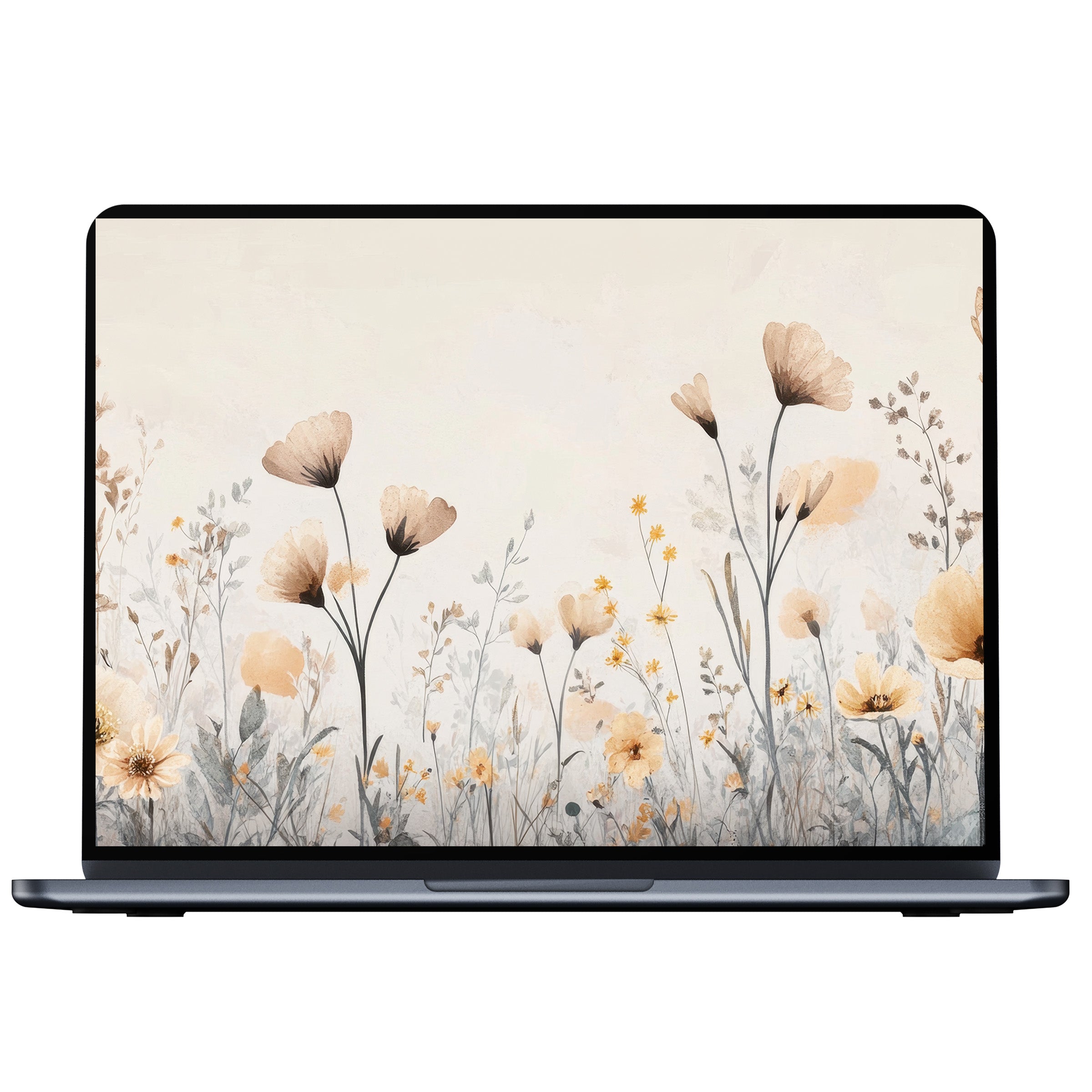 Boho desktop wallpaper featuring soft pastel wildflowers creates a calming digital download for PC and laptop, inspiring elegance